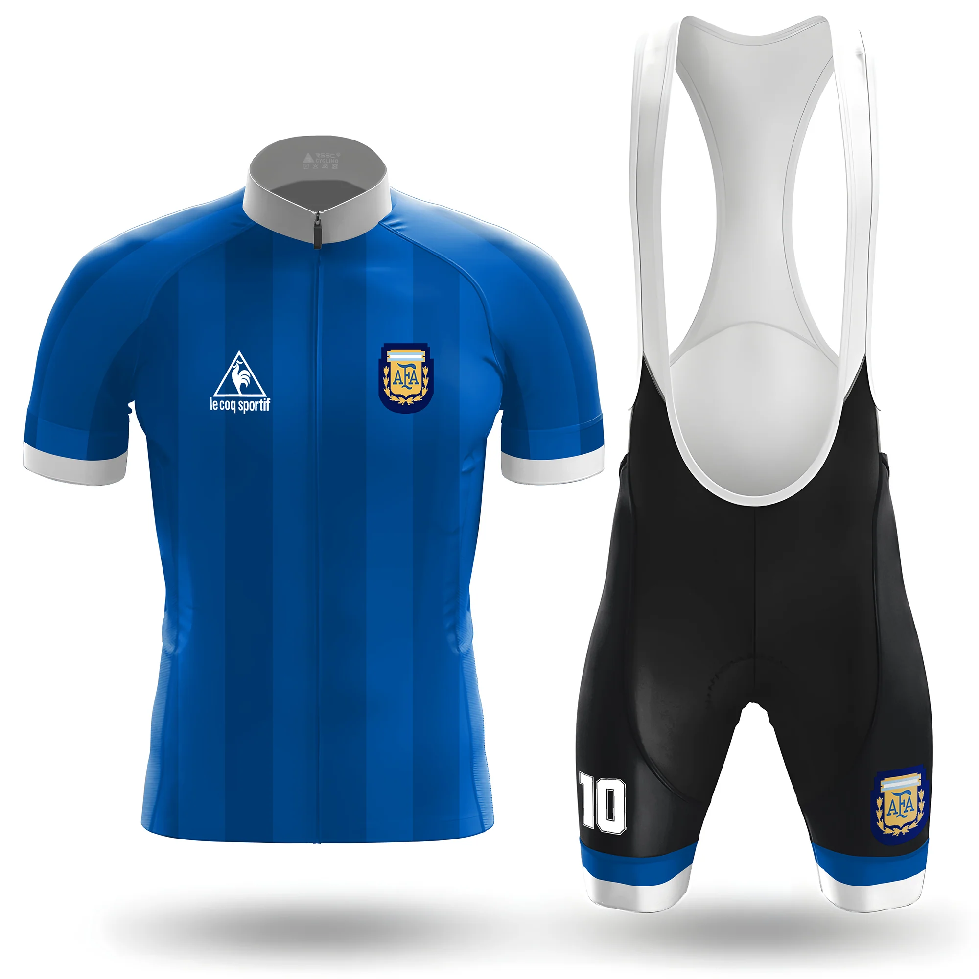 1986 Argentina away Men's Short Sleeve Cycling Kit