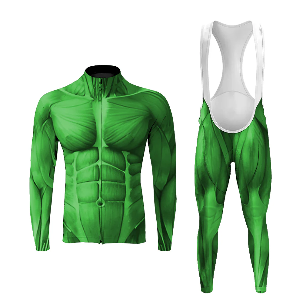 3D Green Muscle Men's Long Sleeve Cycling Kit