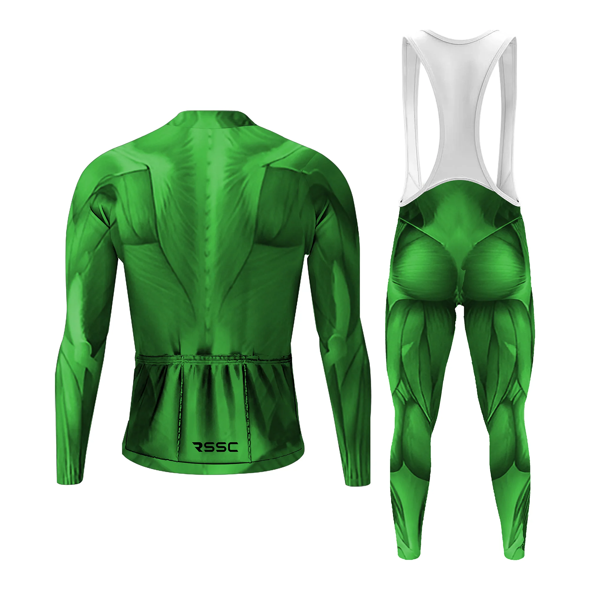 3D Green Muscle Men's Long Sleeve Cycling Kit - Image 2