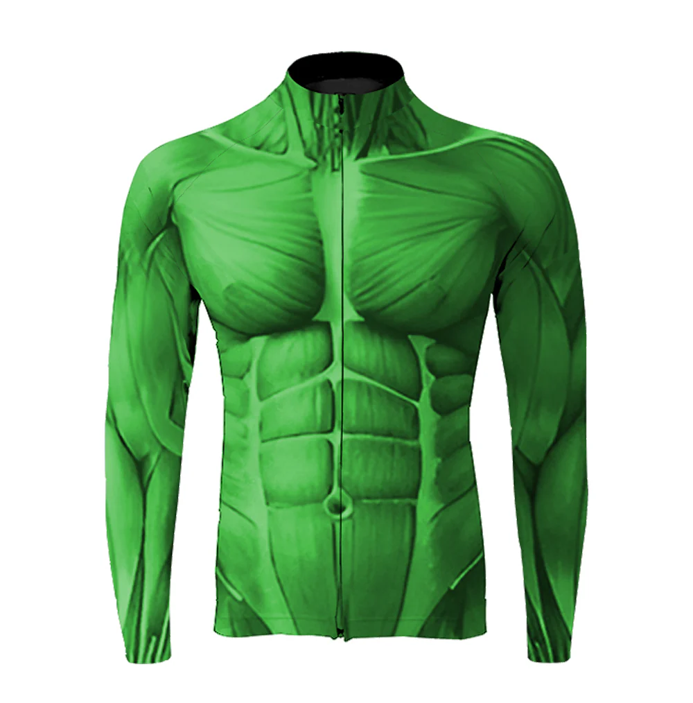 3D Green Muscle Men's Long Sleeve Cycling Kit - Image 3