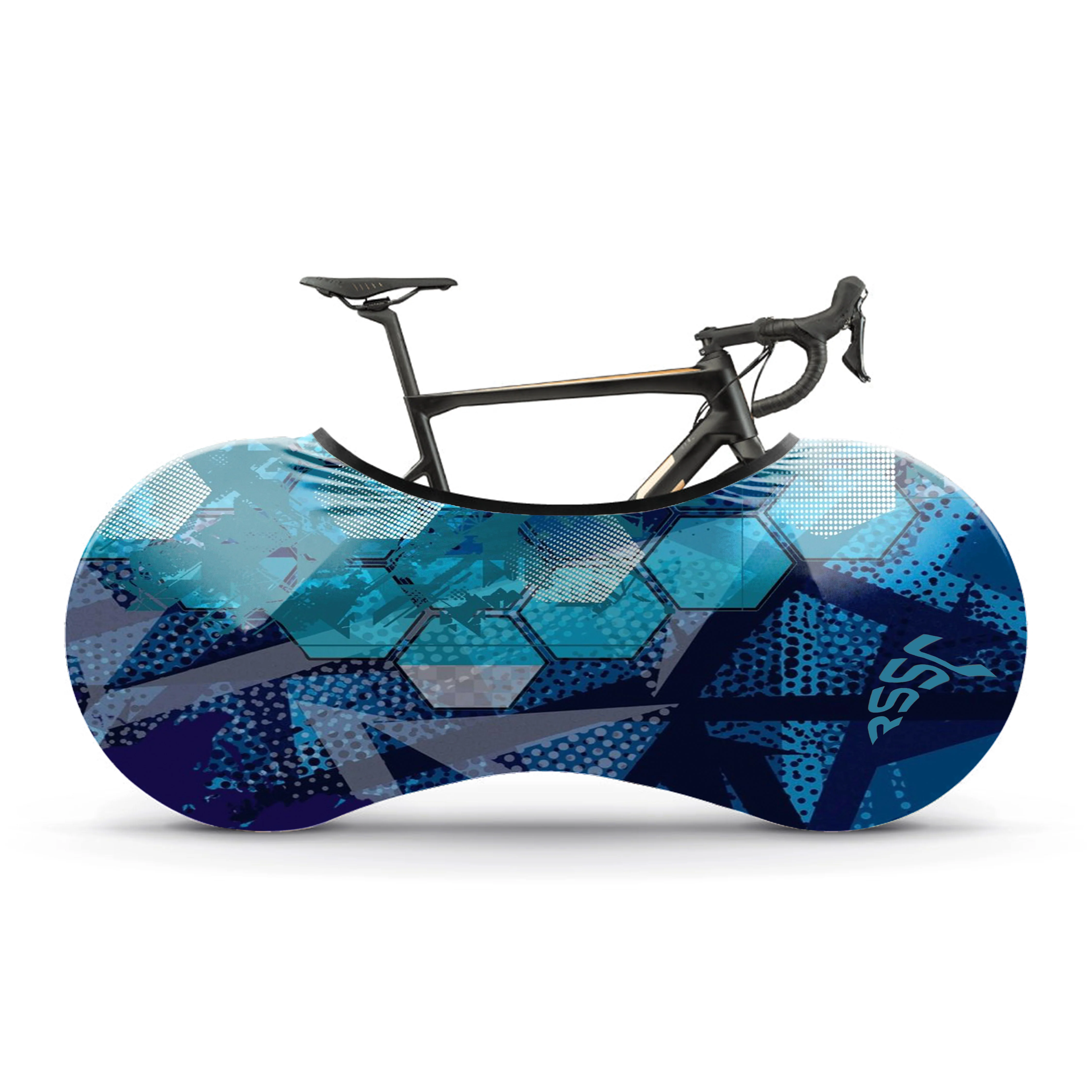 Abstract Geometric Blueprint Bicycle Wheels Cover