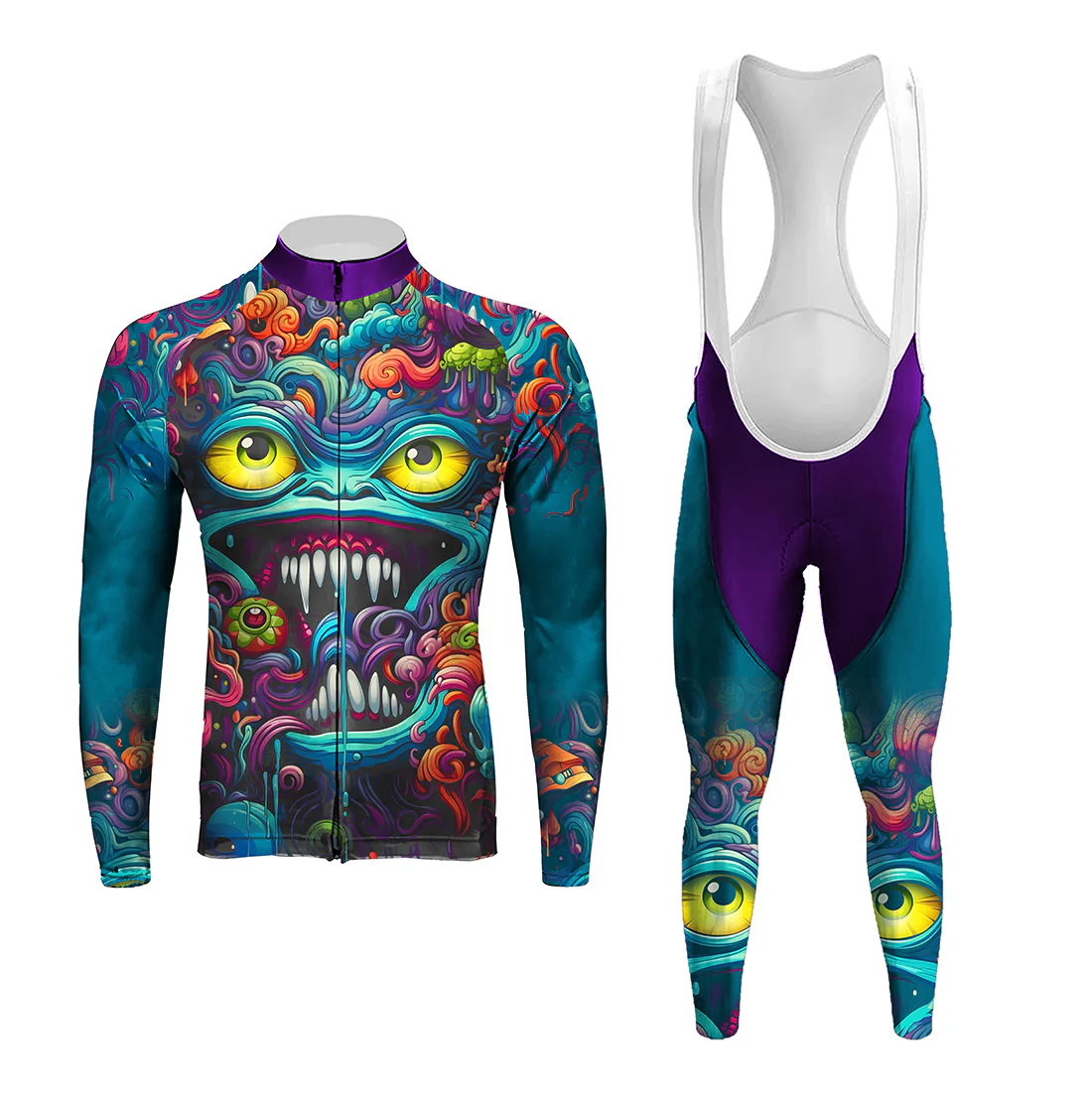 Abstract Graffiti Demon Doodle Men's Long Sleeve Cycling Kit