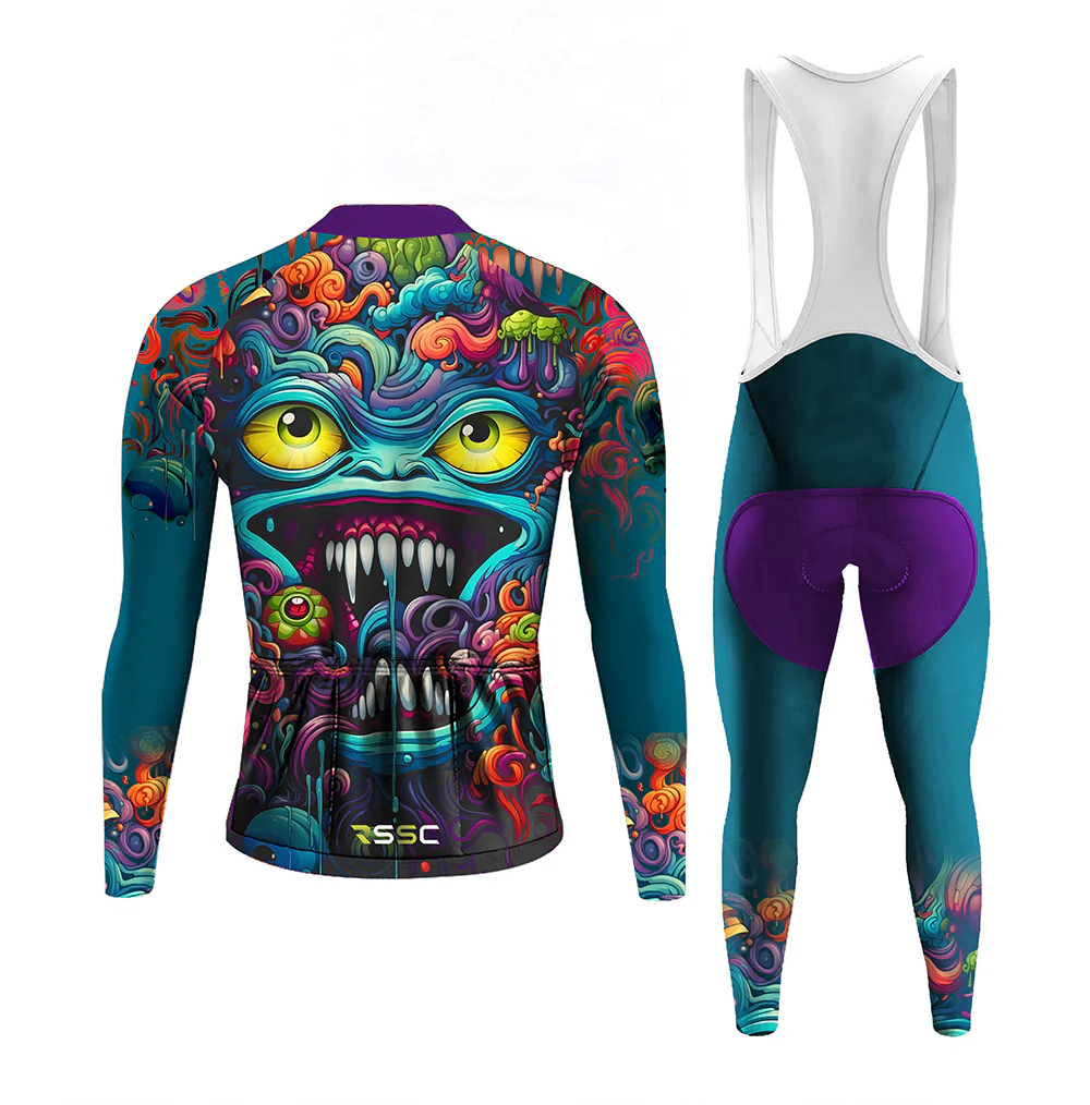 Abstract Graffiti Demon Doodle Men's Long Sleeve Cycling Kit - Image 2