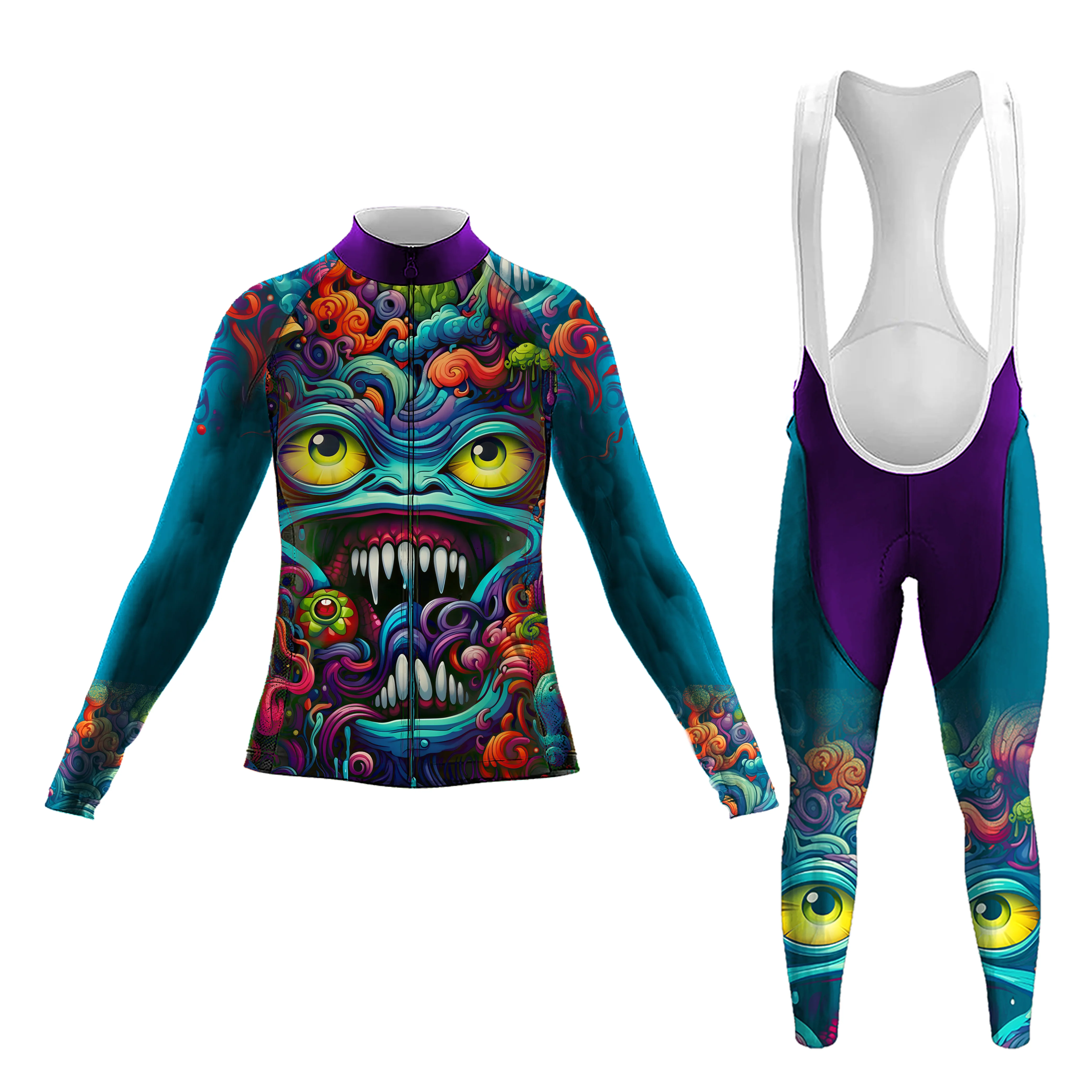 Abstract Graffiti Demon Doodle Women's Long Sleeve Cycling Kit