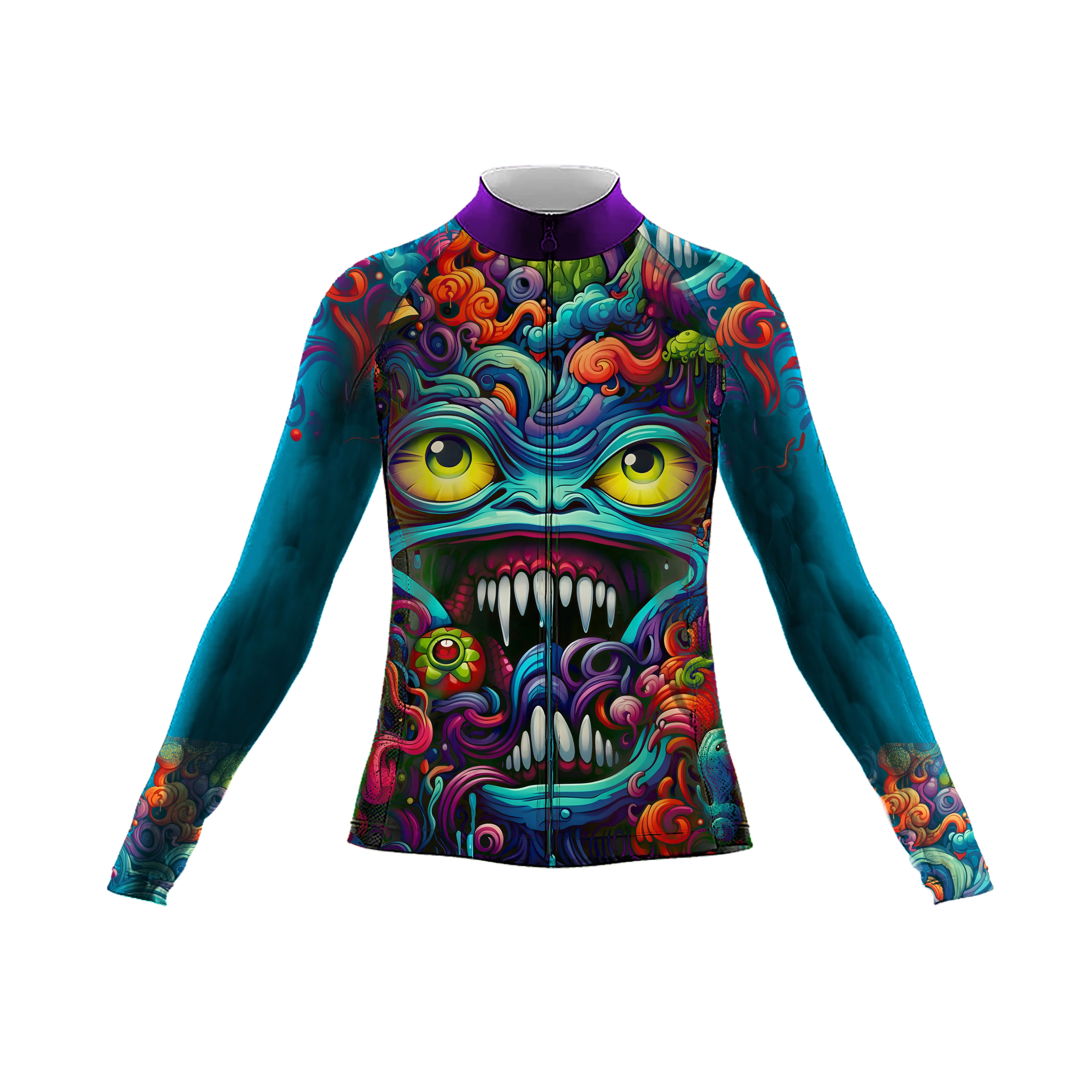 Abstract Graffiti Demon Doodle Women's Long Sleeve Cycling Kit - Image 3