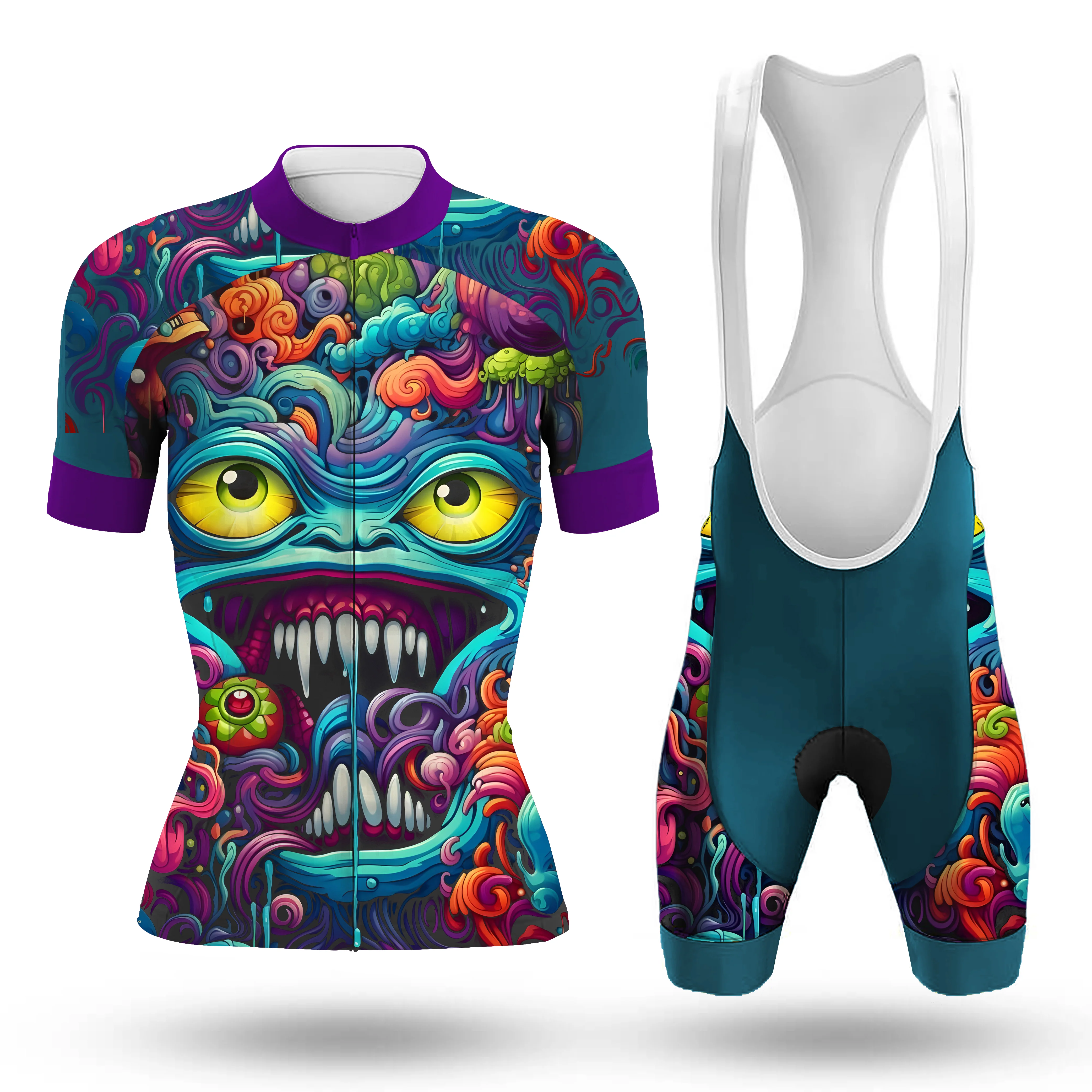 Abstract Graffiti Demon Doodle Women's Short Sleeve Cycling Kit