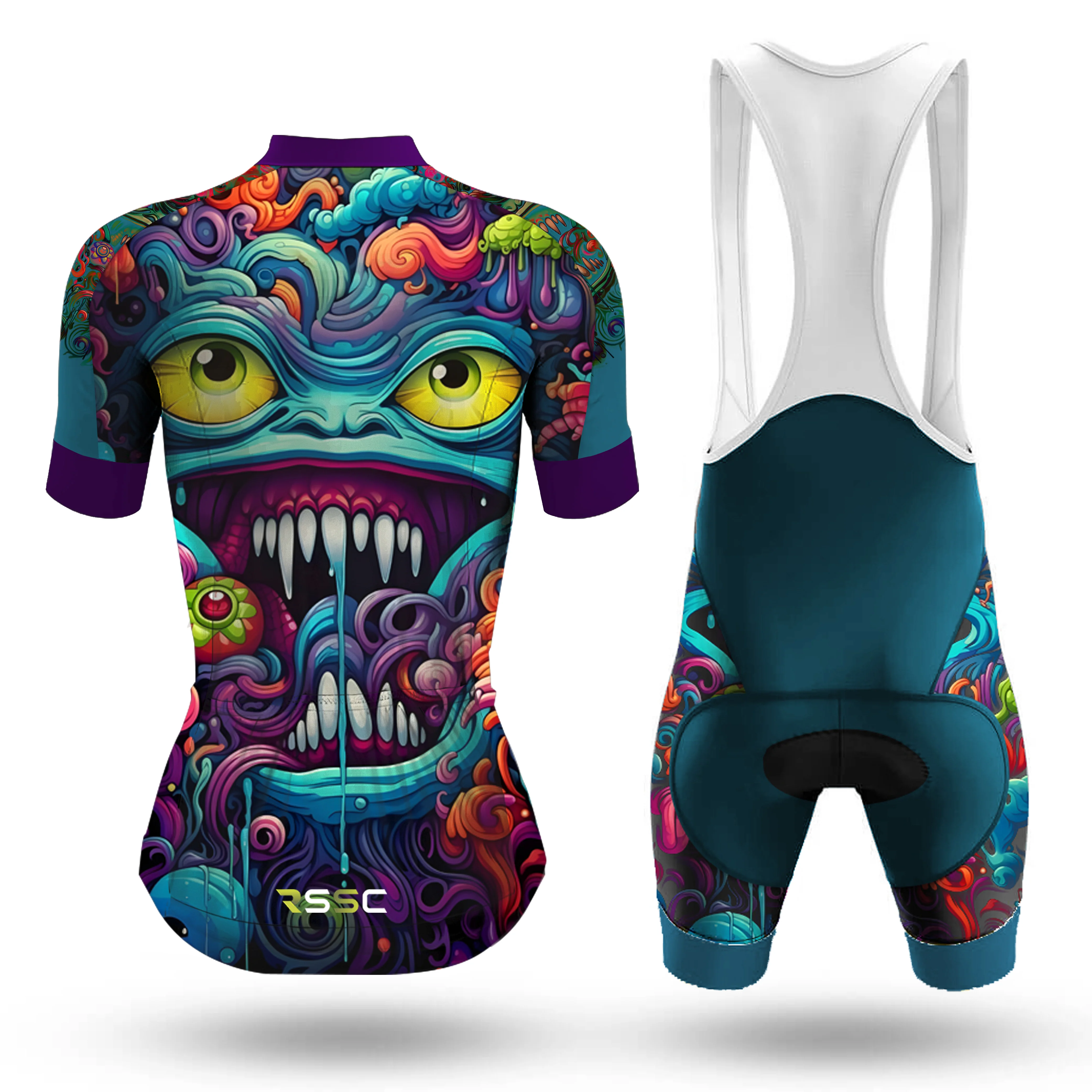 Abstract Graffiti Demon Doodle Women's Short Sleeve Cycling Kit - Image 2