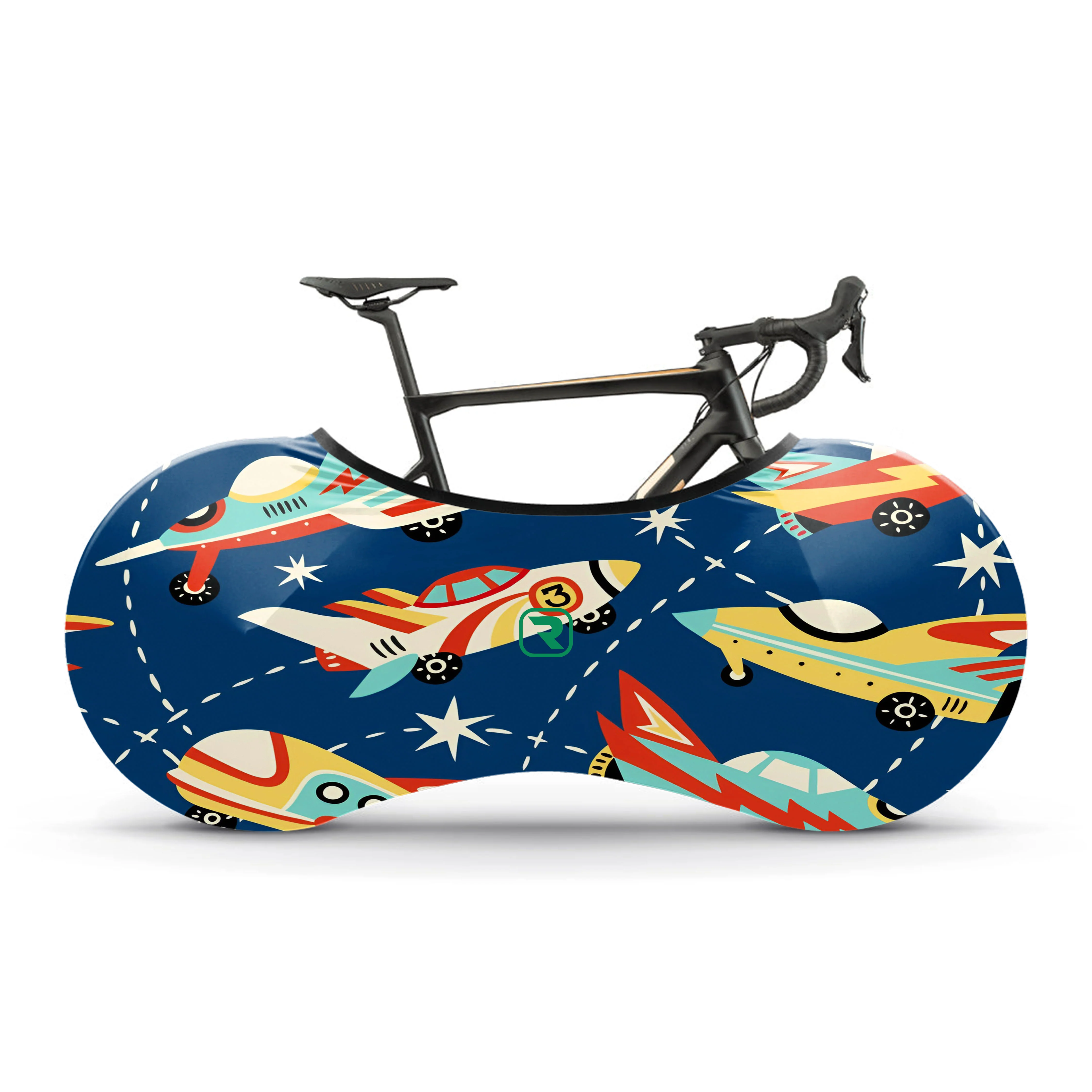 Airplane Illustration Bicycle Wheels Cover