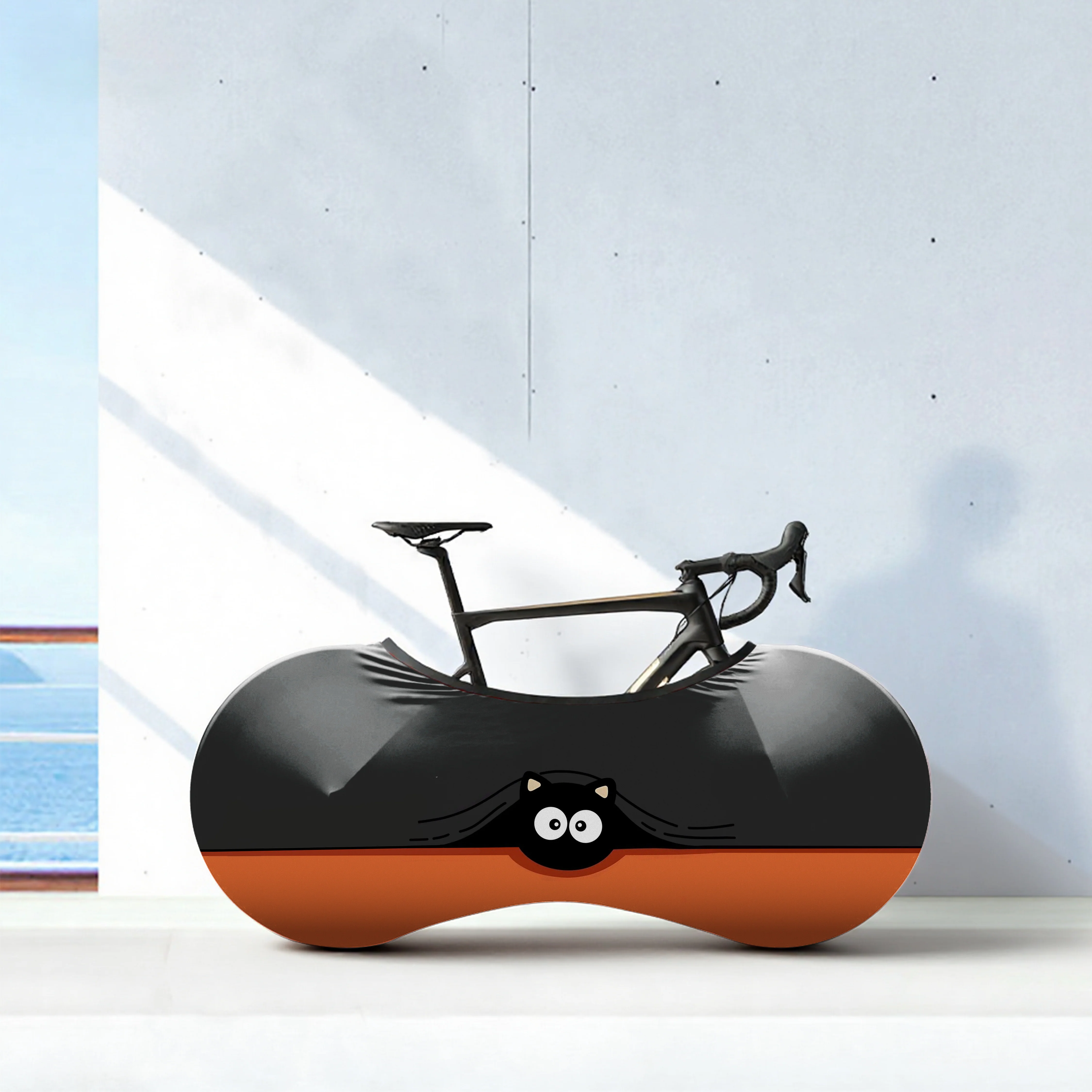 big-eyed black cat Bicycle Wheels Cover - Image 2