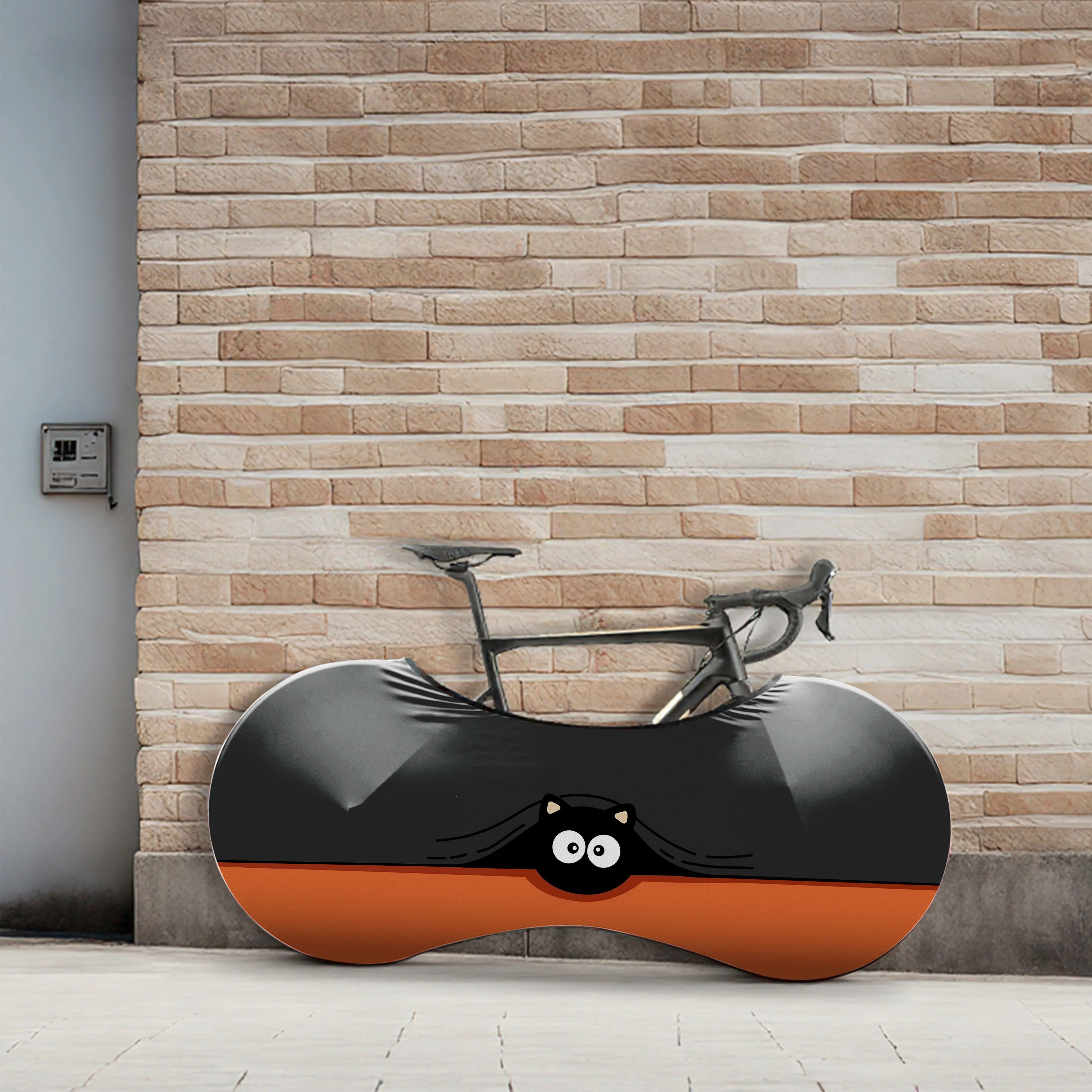 big-eyed black cat Bicycle Wheels Cover - Image 5