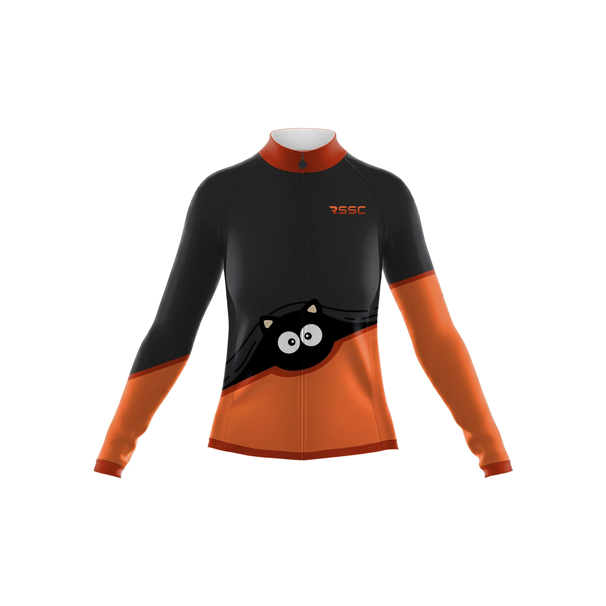 big-eyed black cat Women's Long Sleeve Cycling Kit - Image 3