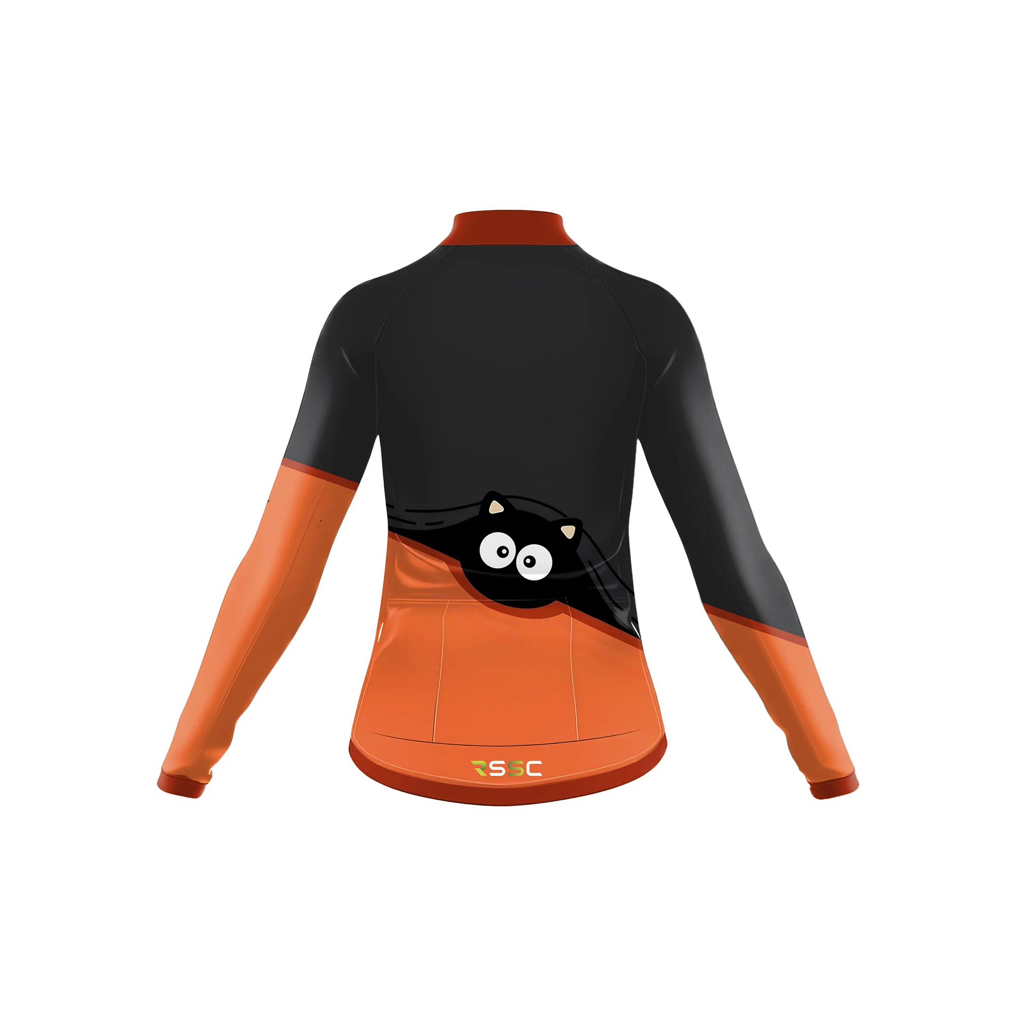 big-eyed black cat Women's Long Sleeve Cycling Kit - Image 4