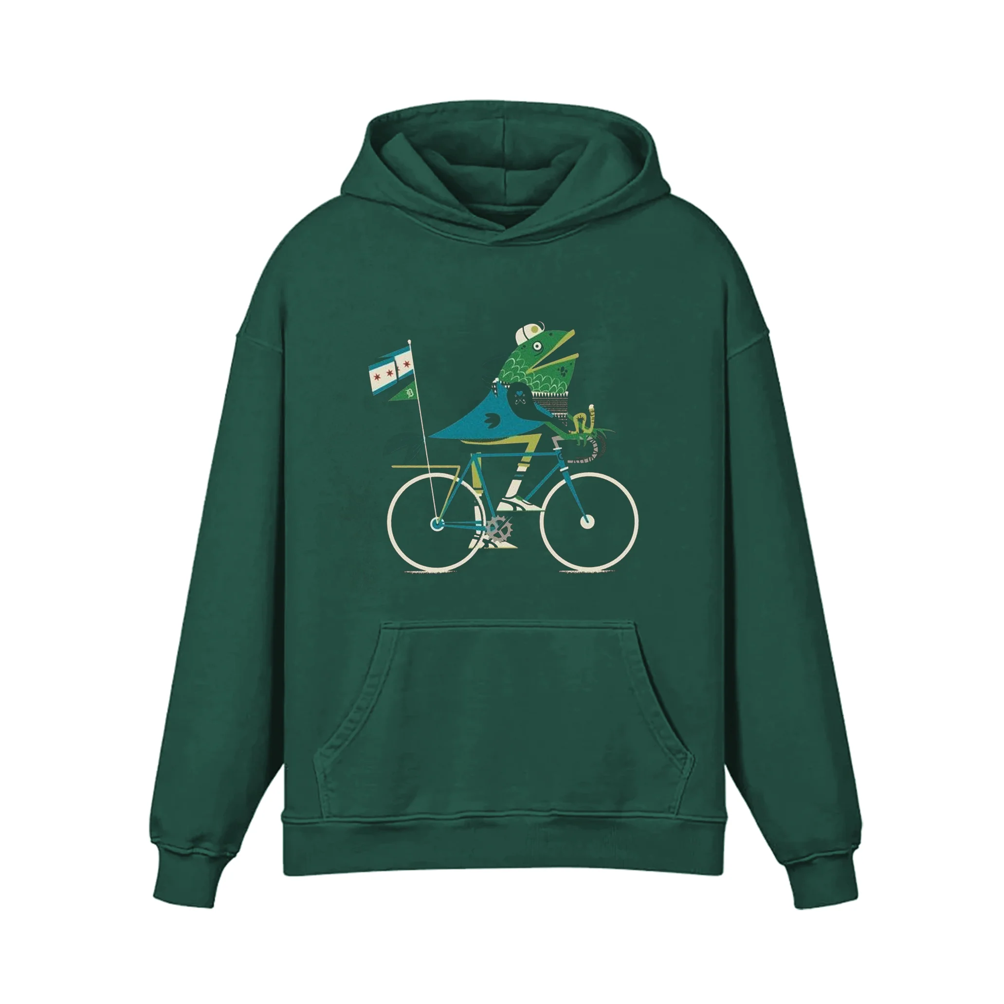 Big Fish On Bike Hoodie - Image 2
