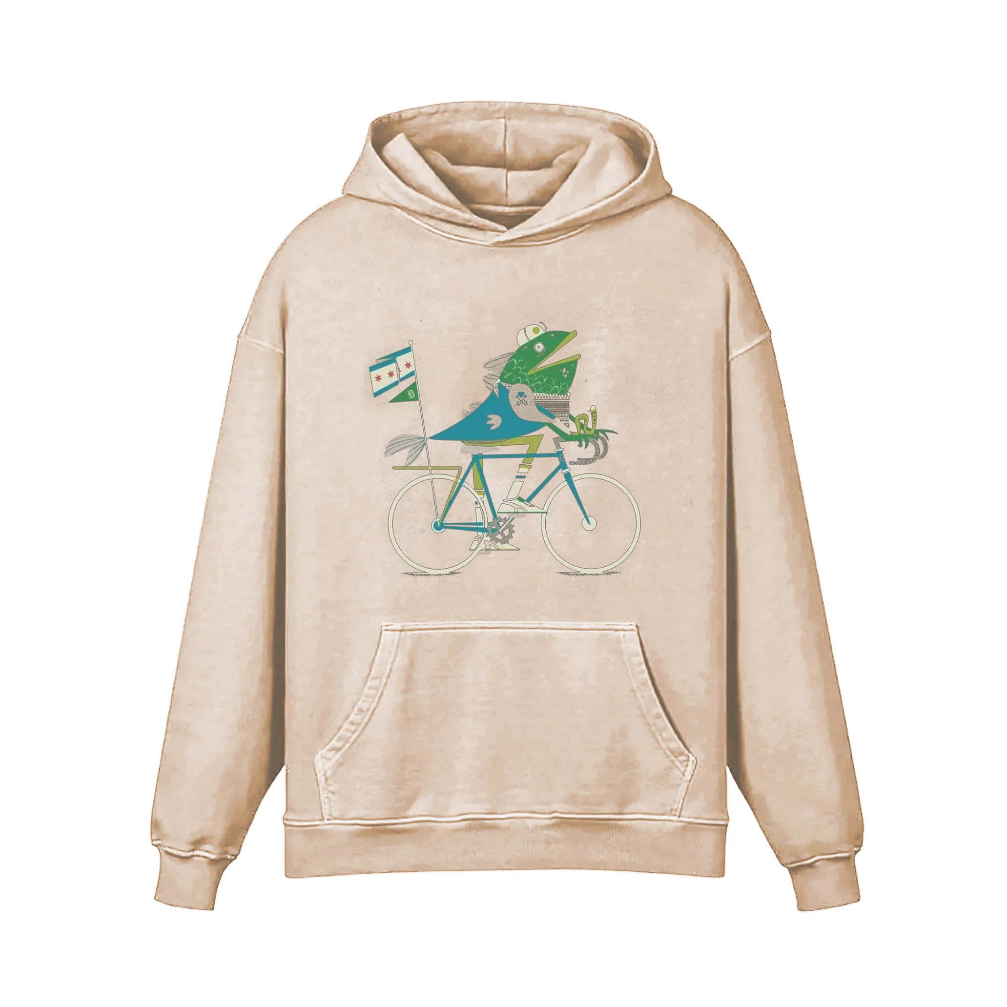 Big Fish On Bike Hoodie - Image 3