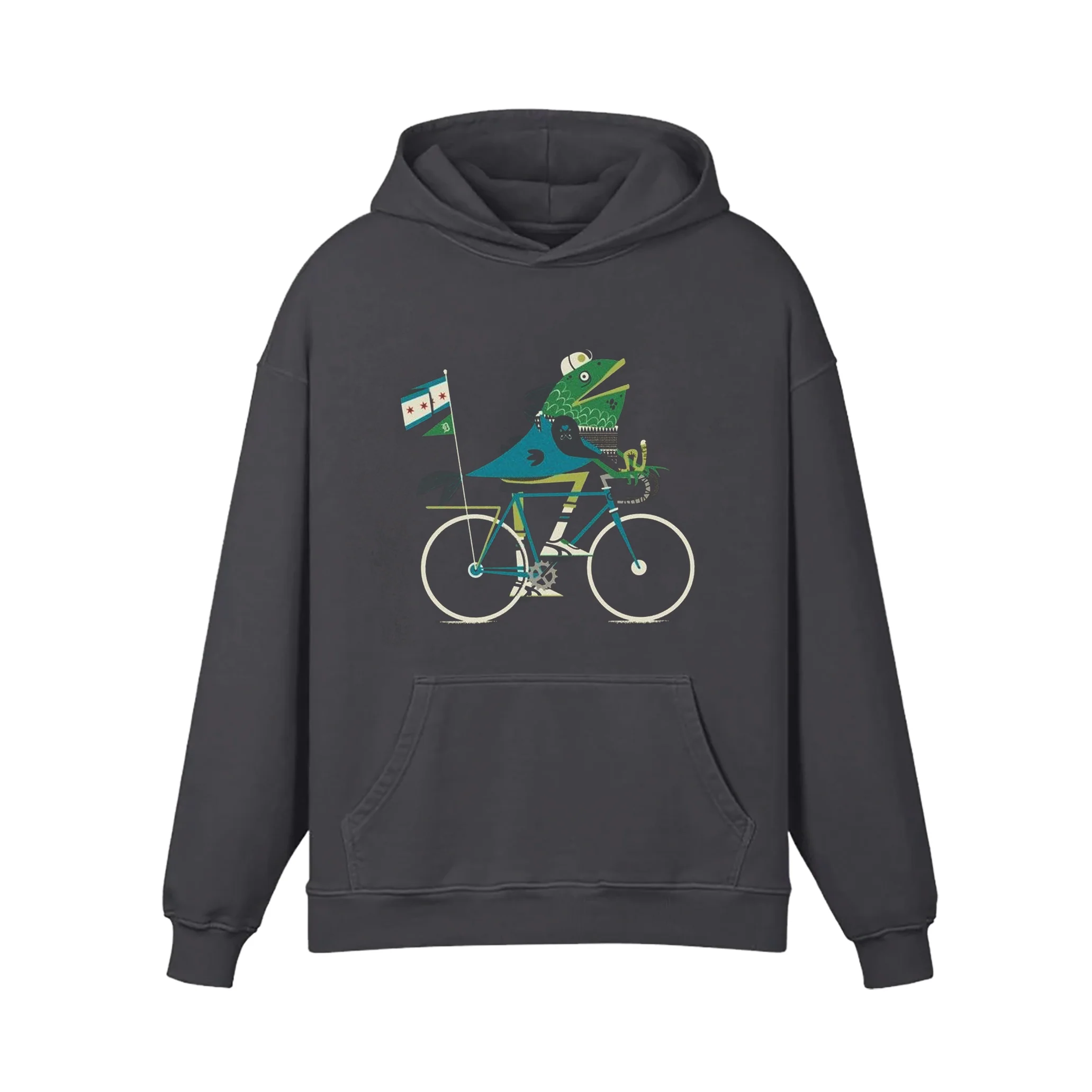 Big Fish On Bike Hoodie - Image 4