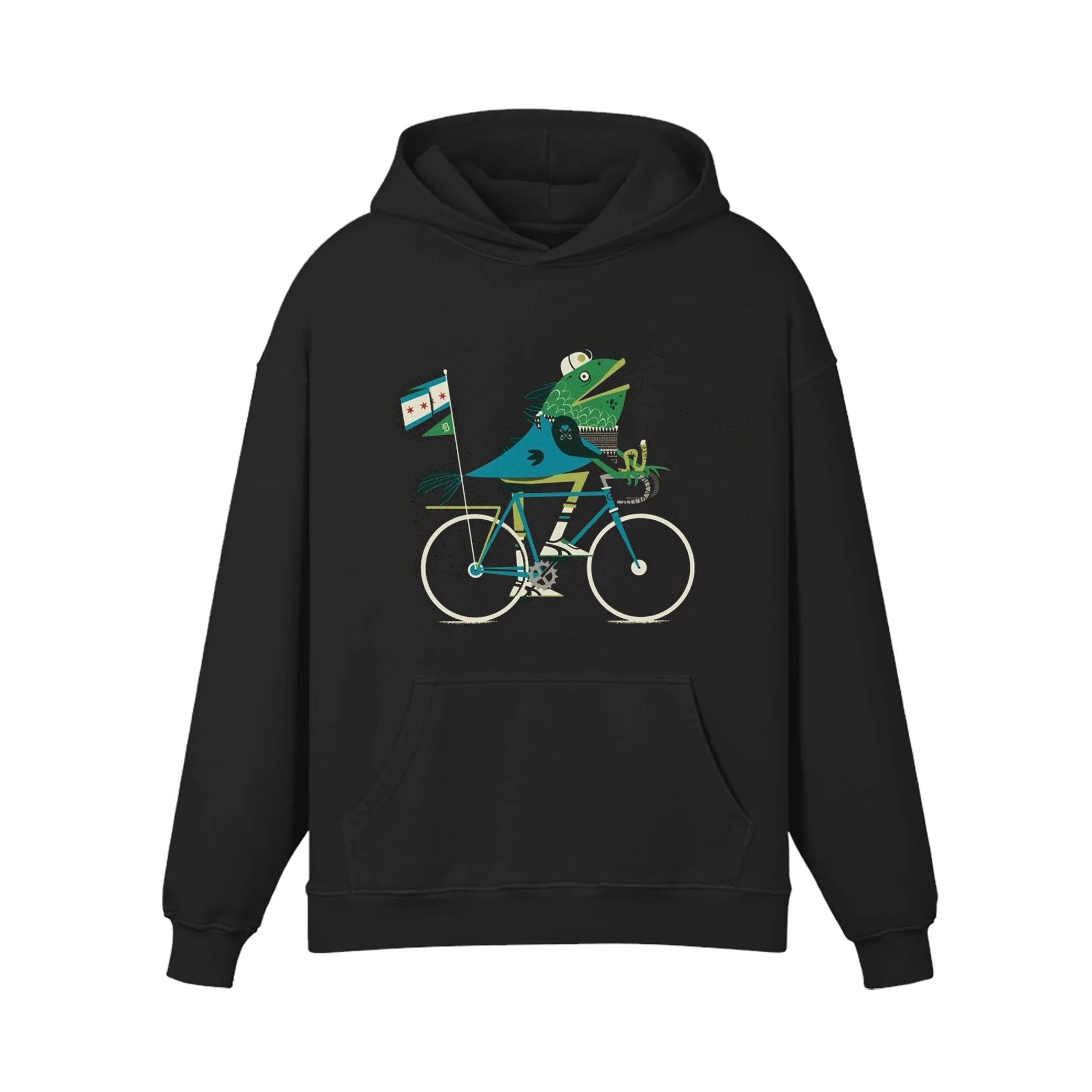 Big Fish On Bike Hoodie - Image 7