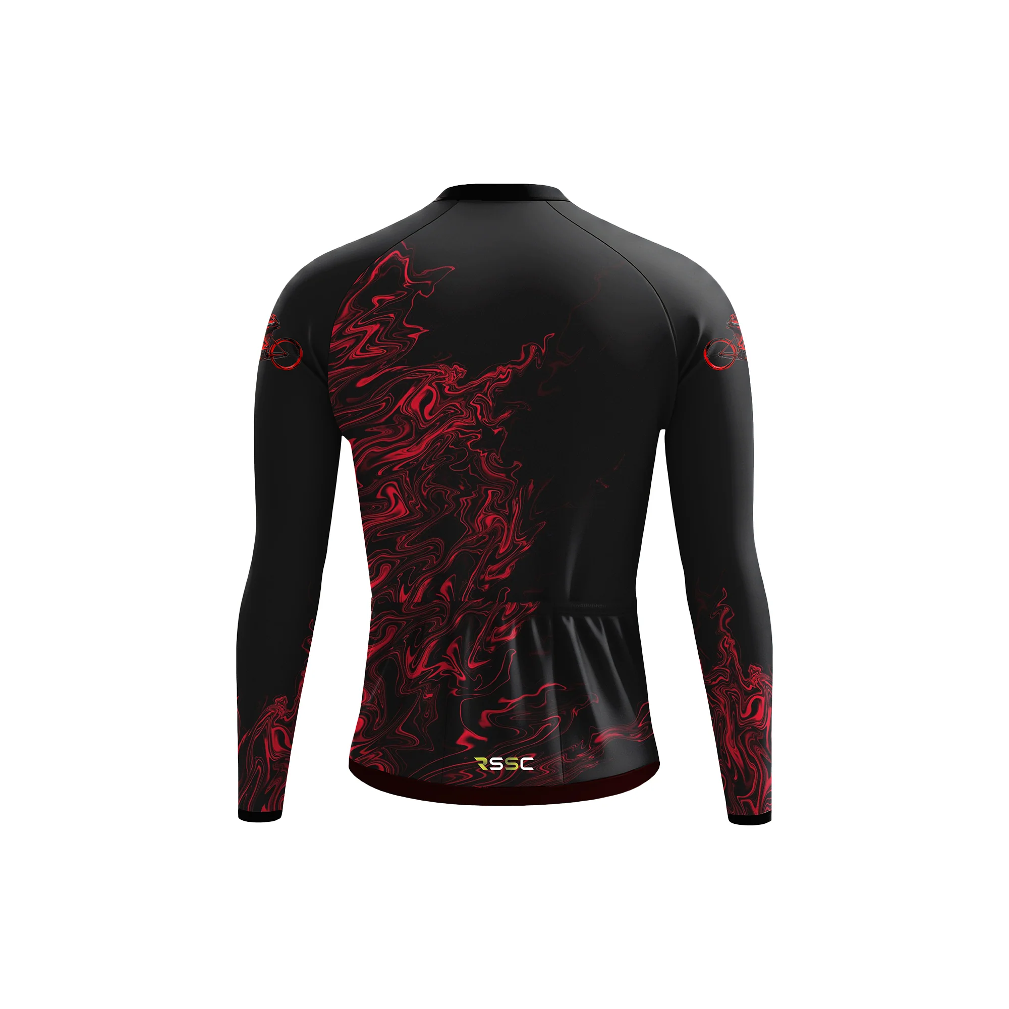 black-red fluid Men's Long Sleeve Cycling Kit - Image 4
