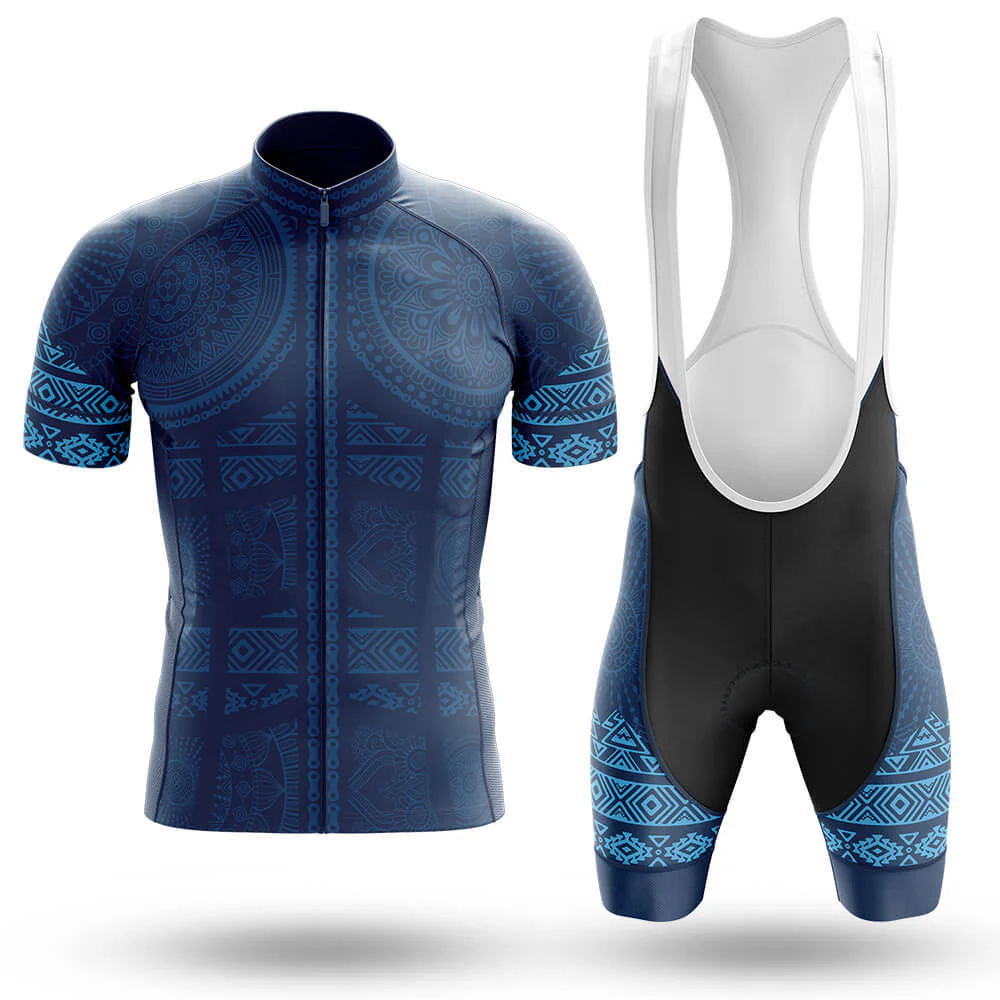 Blue Bike Pattern Men's Cycling Kit