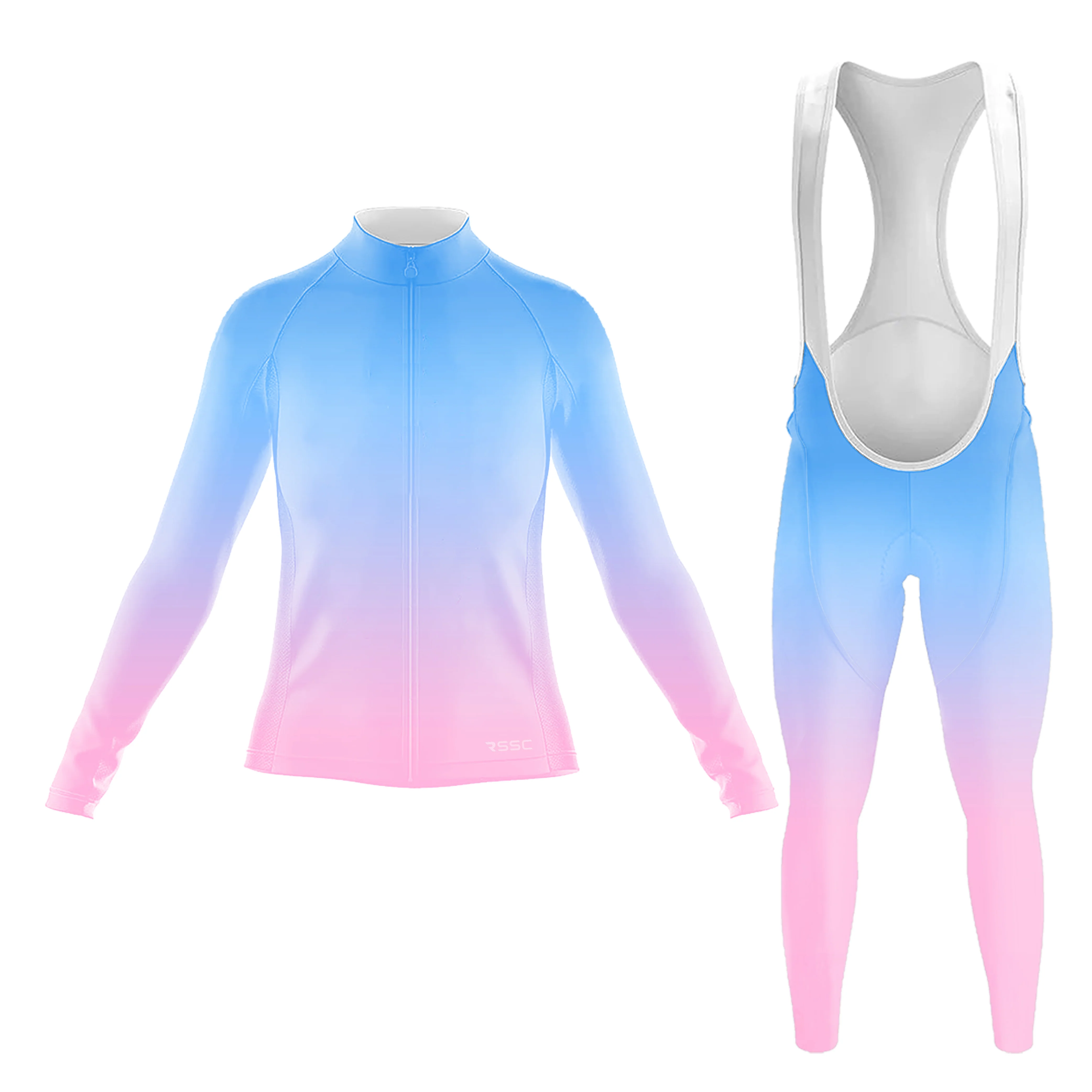 Blue-Pink Gradient Women's Long Sleeve Cycling Kit