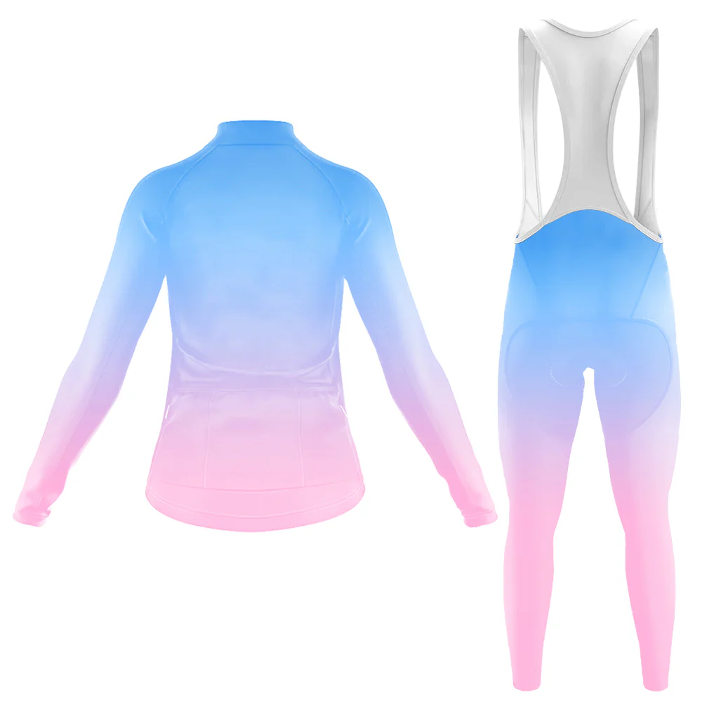 Blue-Pink Gradient Women's Long Sleeve Cycling Kit - Image 2