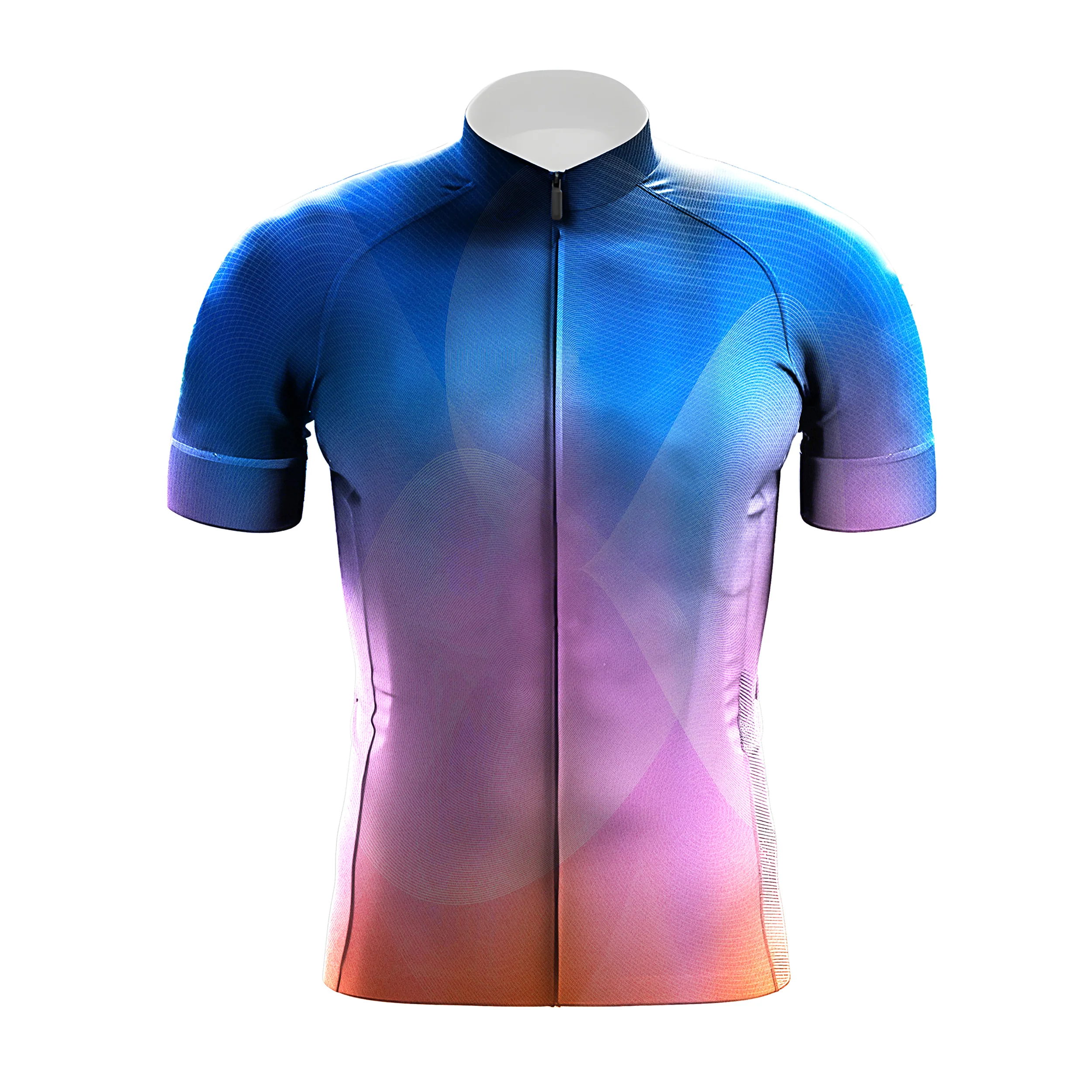 Blue Pink Orange Gradient Men's Cycling Kit - Image 3