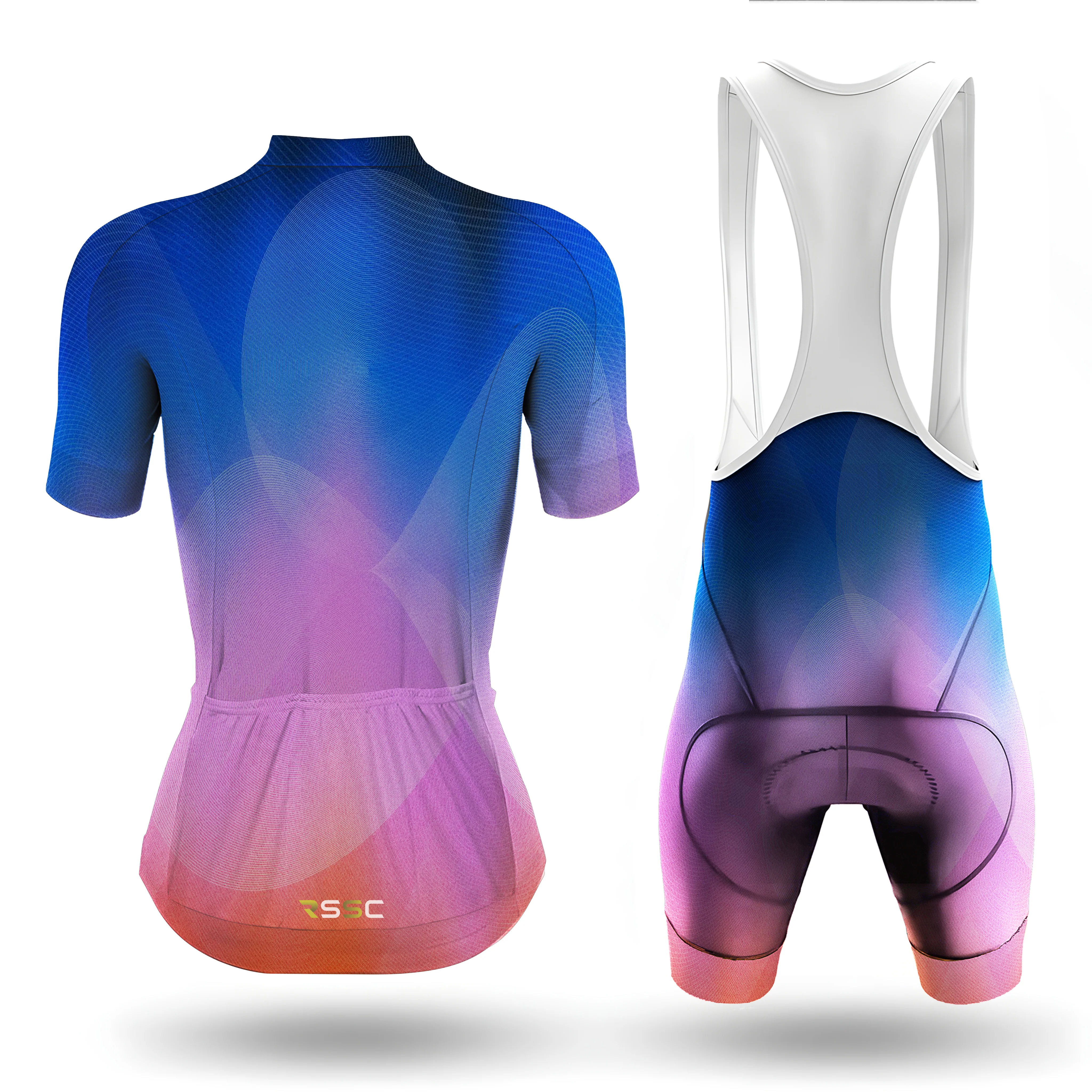 Blue Pink Orange Gradient Women's Short Sleeve Cycling Kit - Image 2