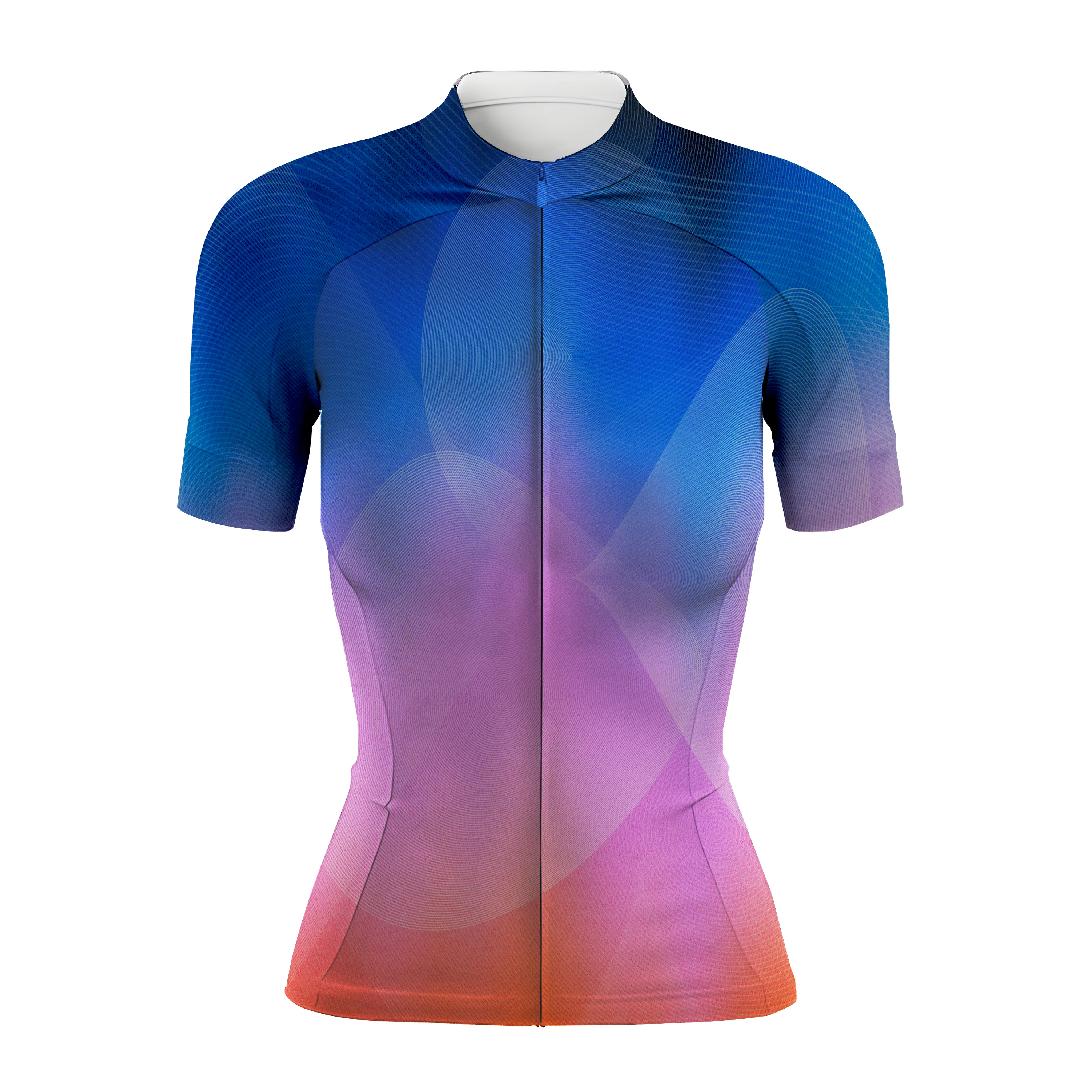 Blue Pink Orange Gradient Women's Short Sleeve Cycling Kit - Image 3