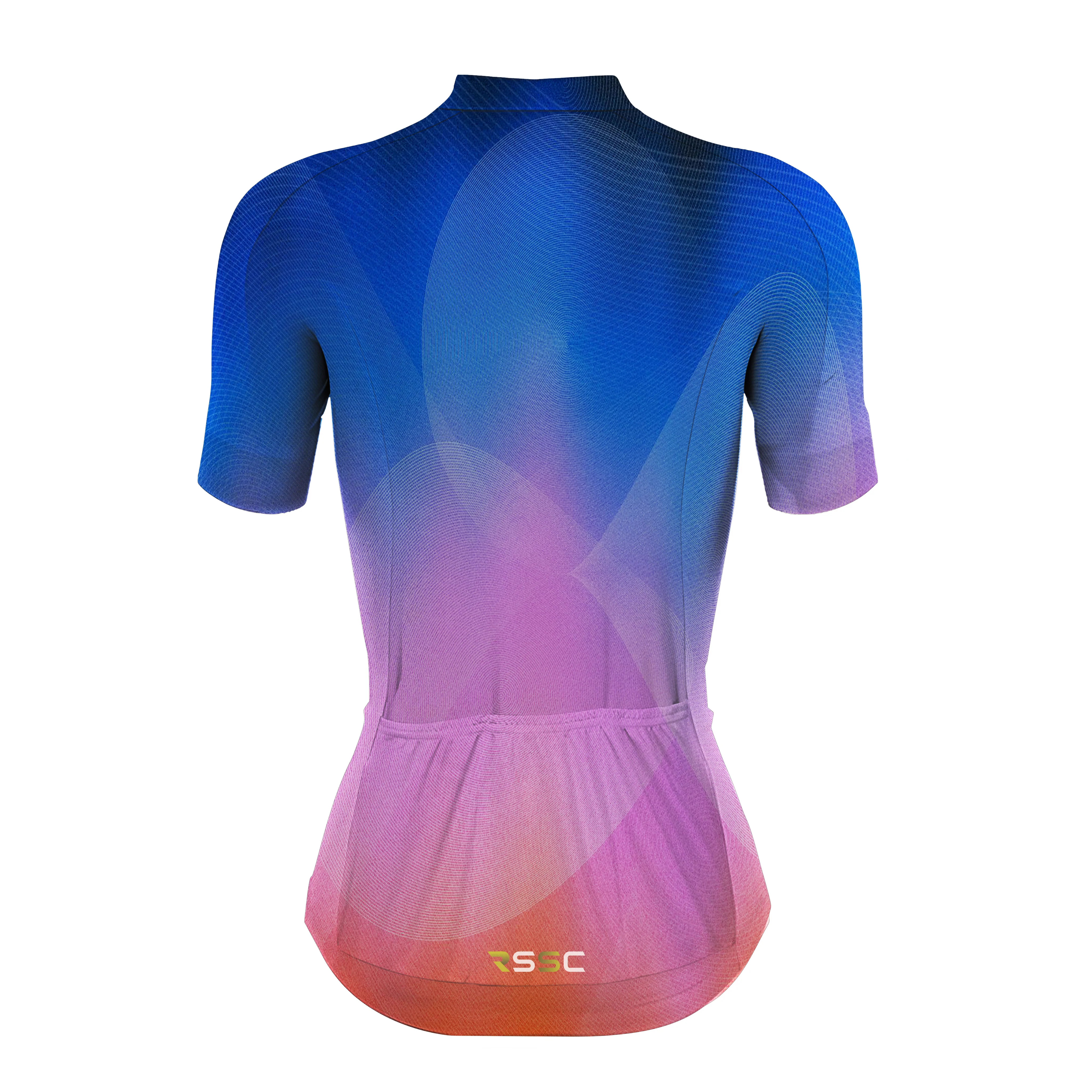 Blue Pink Orange Gradient Women's Short Sleeve Cycling Kit - Image 4