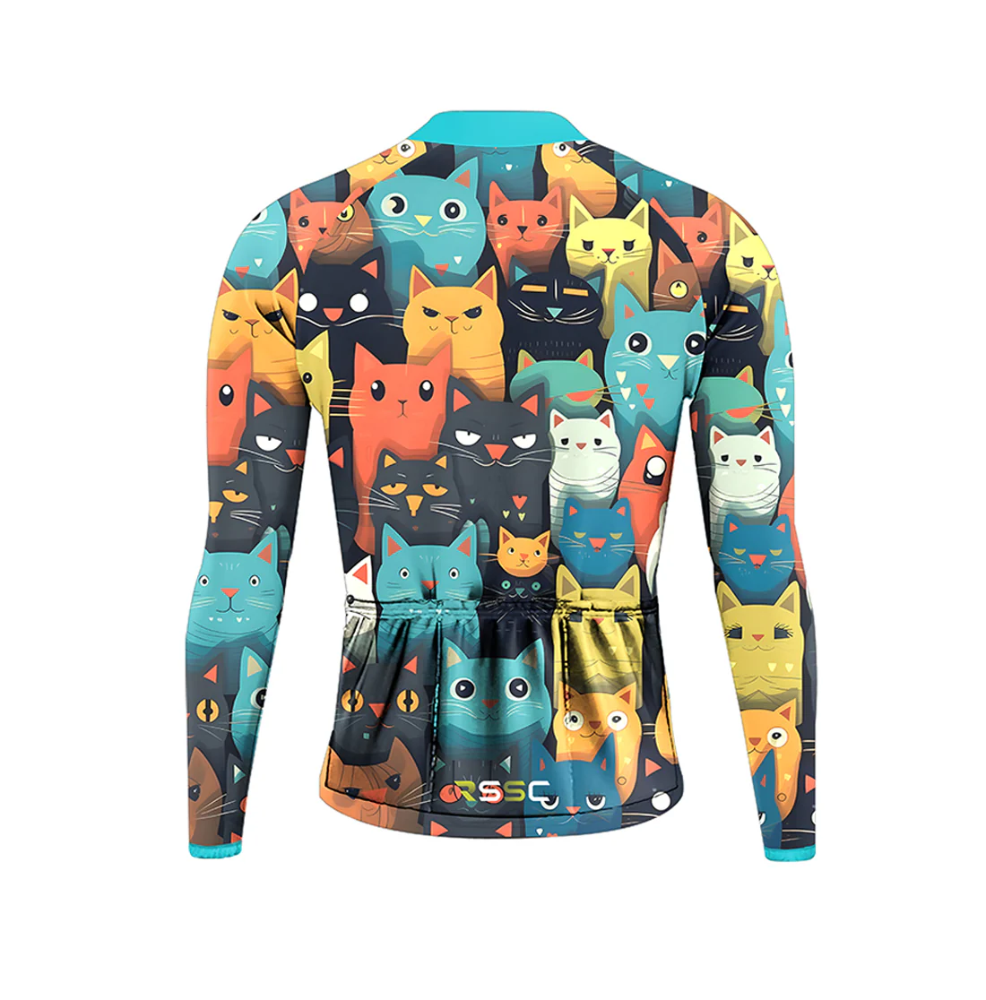 Cartoon Cat Men's Long Sleeve Cycling Kit - Image 4