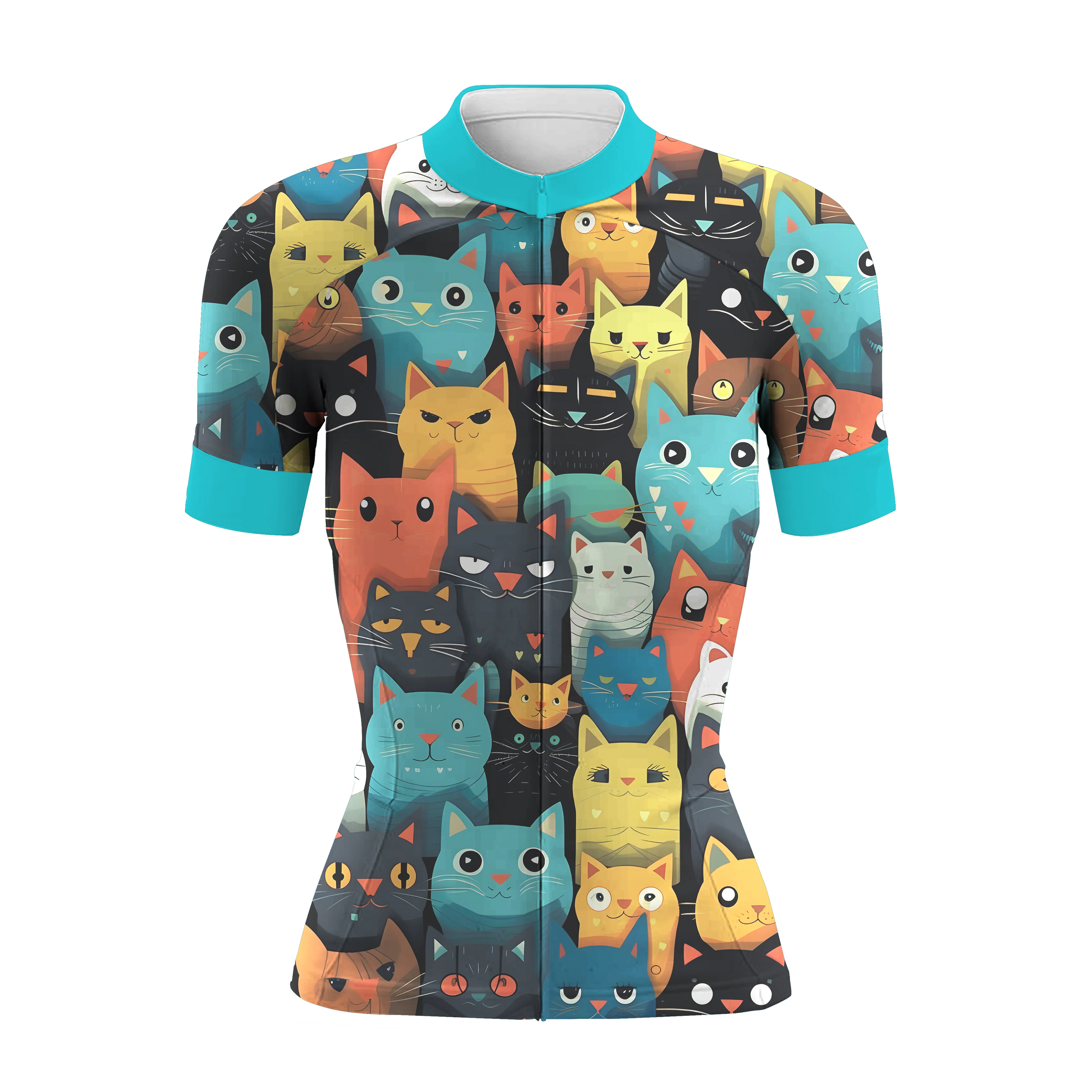Cartoon Cat Women's Short Sleeve Cycling Kit - Image 3