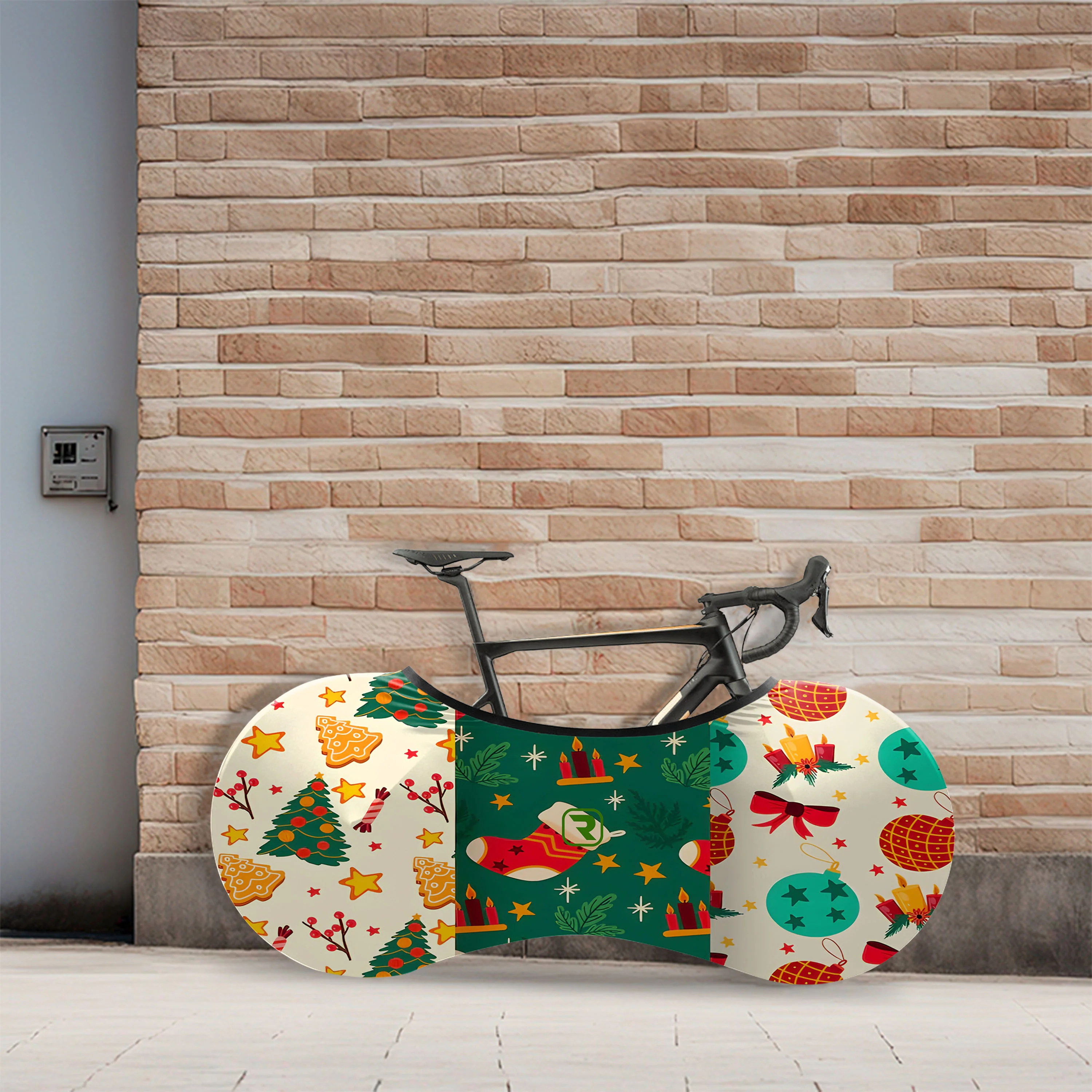 Christmas Gift Illustration Bicycle Wheels Cover - Image 3