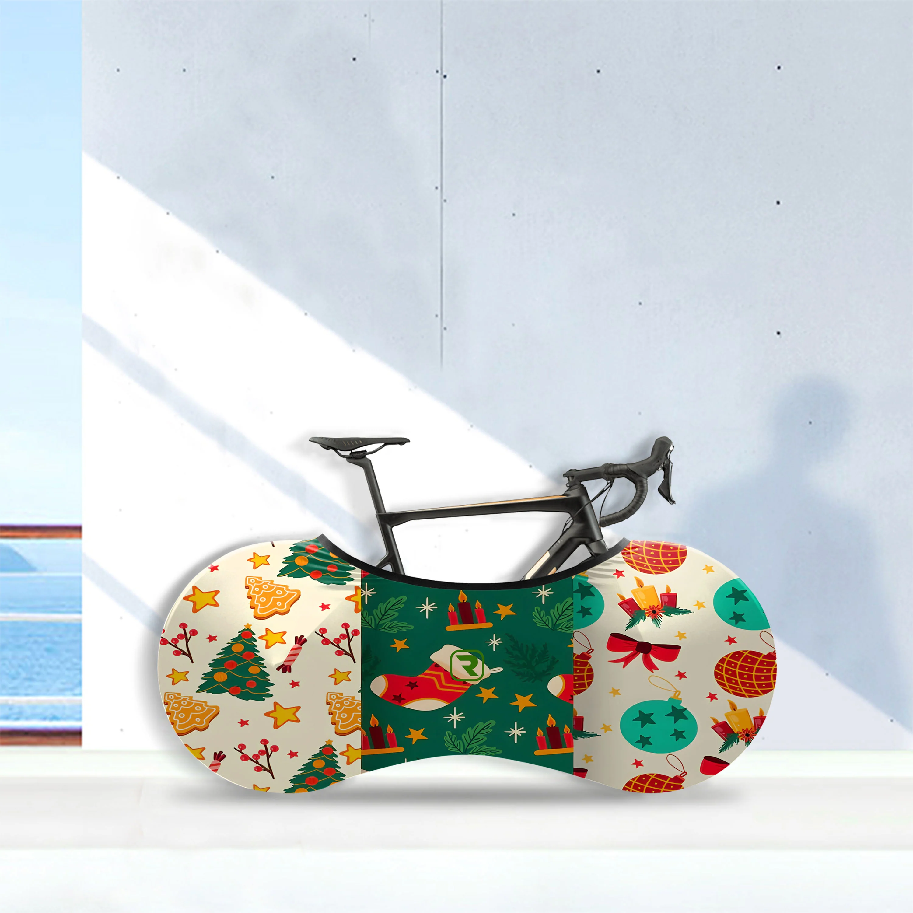 Christmas Gift Illustration Bicycle Wheels Cover - Image 5