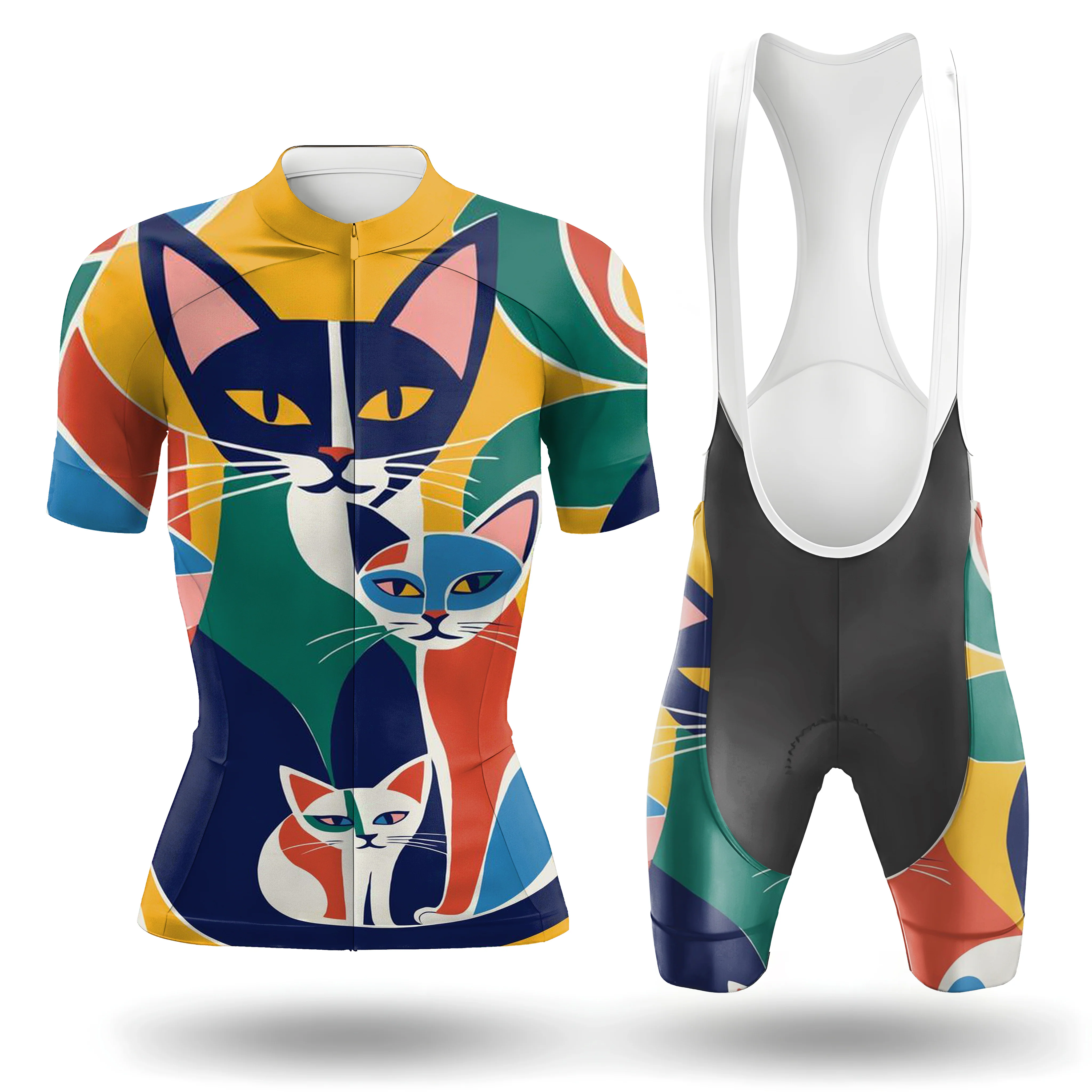 Colorful Cat Family Women's Short Sleeve Cycling Kit