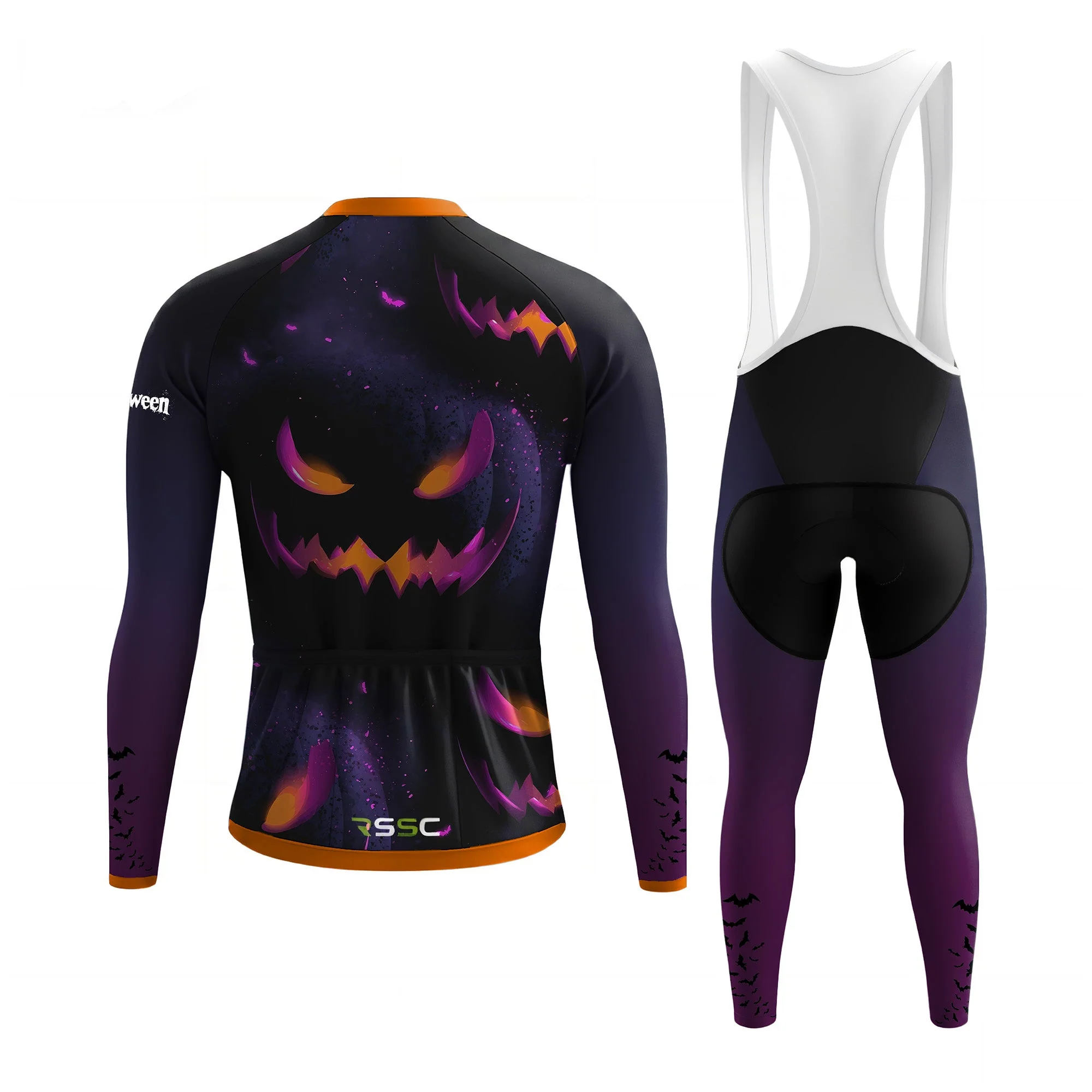 Colorful Pumpkin Head Men's Long Sleeve Cycling Kit - Image 2