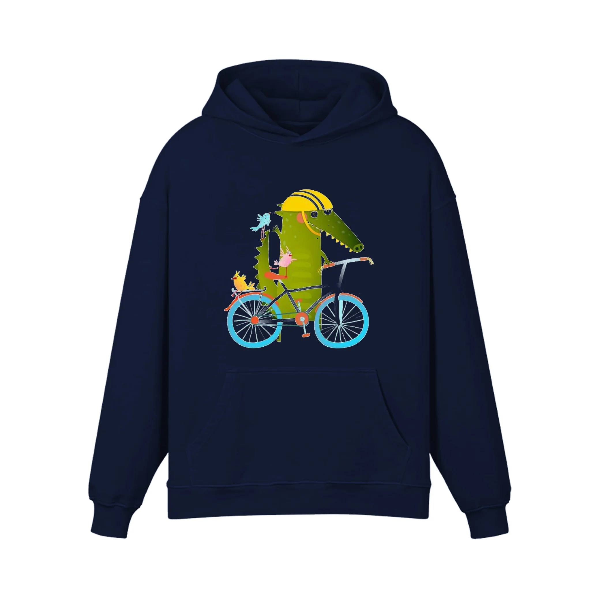 Crocodile Walking On Bike Illustration Hoodie - Image 3
