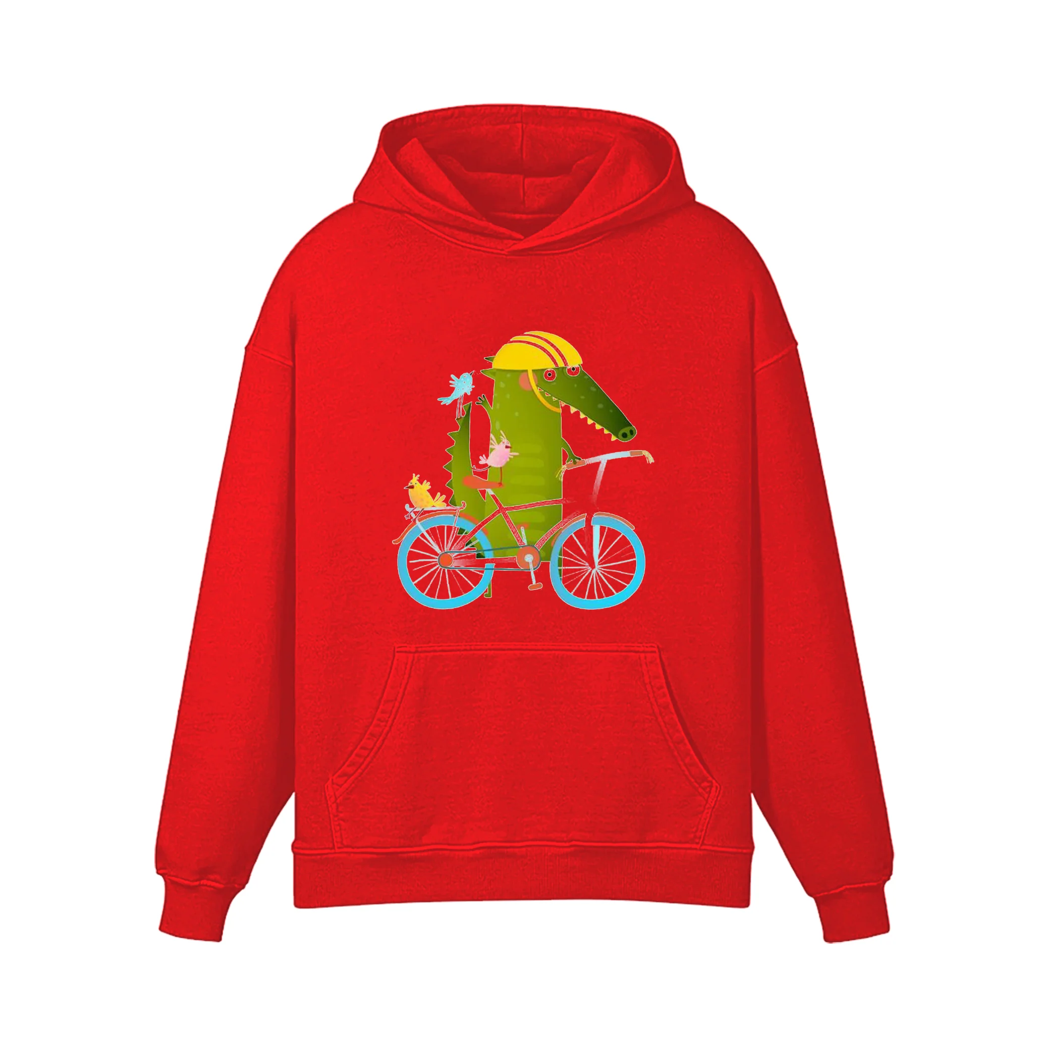 Crocodile Walking On Bike Illustration Hoodie - Image 5