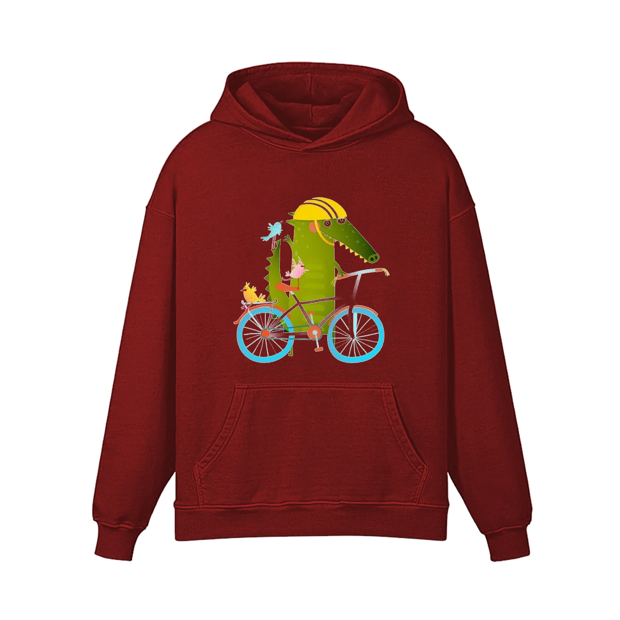 Crocodile Walking On Bike Illustration Hoodie - Image 6