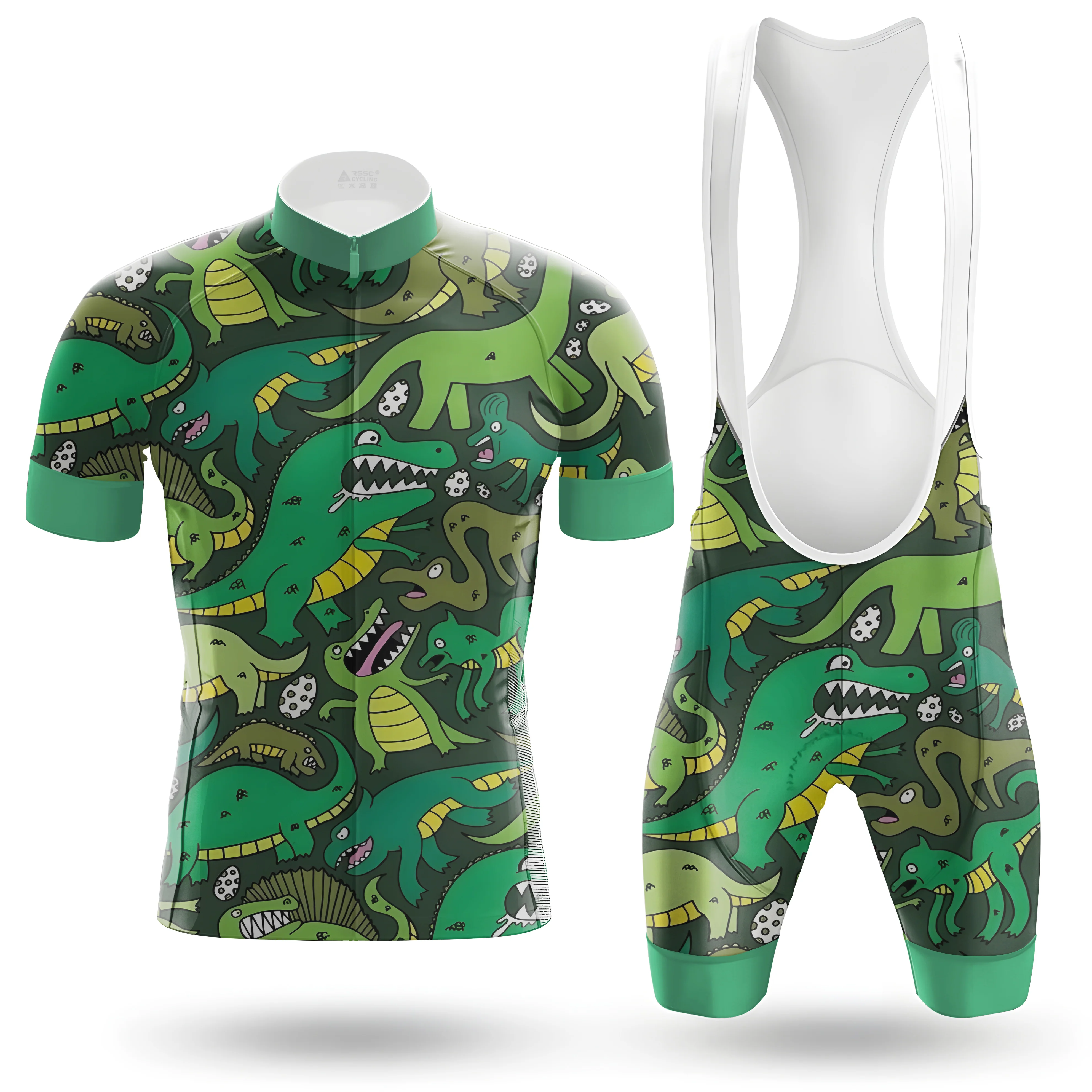 Cute Green Dinosaur Men's Cycling Kit