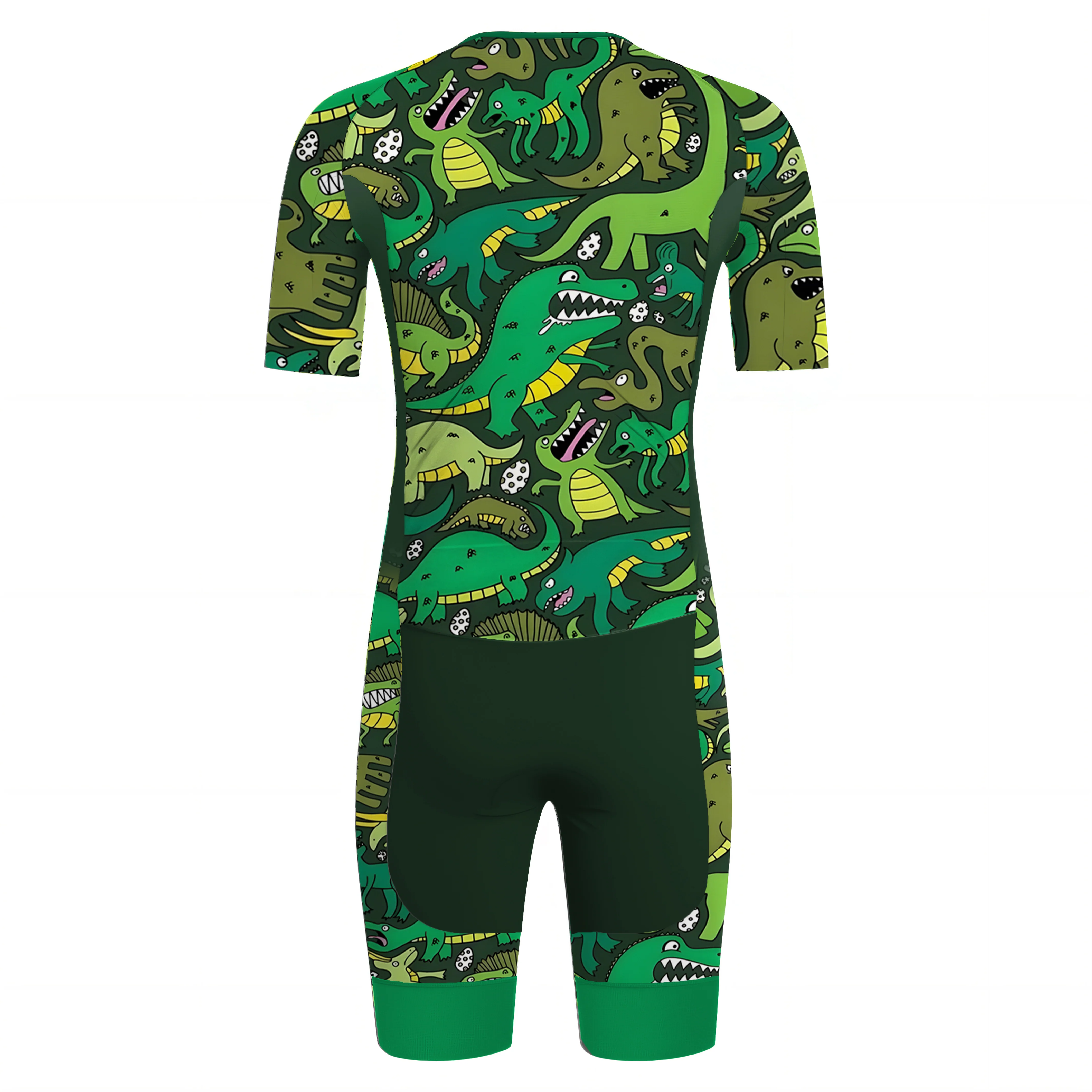 Cute Green Dinosaur Men's Triathlon Suit - Image 2