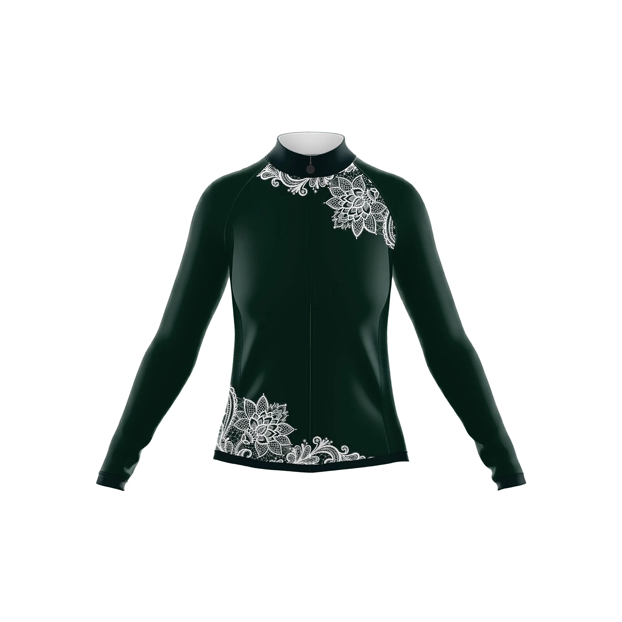 Dark green paisley Women's Long Sleeve Cycling Kit - Image 3