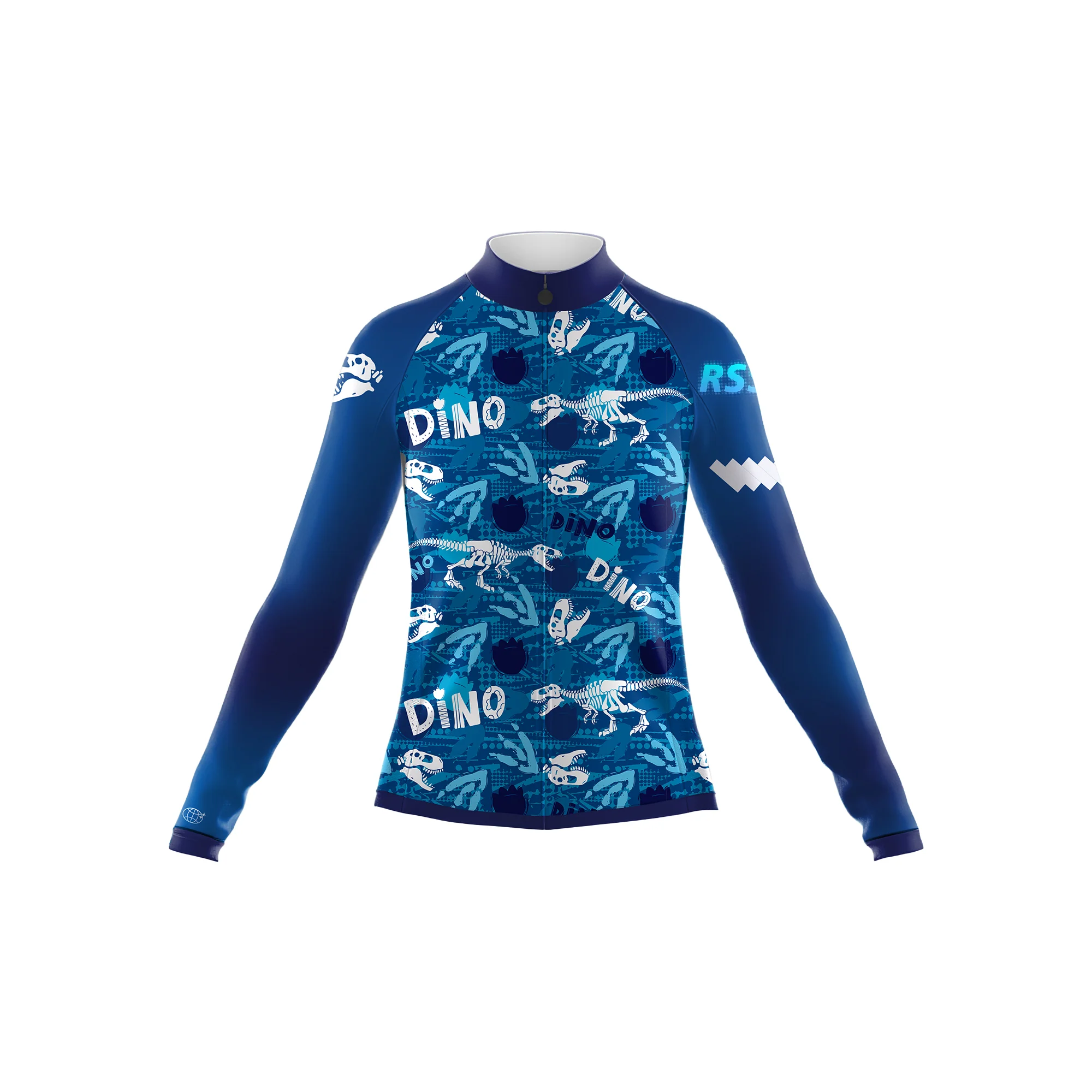 Dino Fossil Blue Women's Long Sleeve Cycling Kit - Image 3