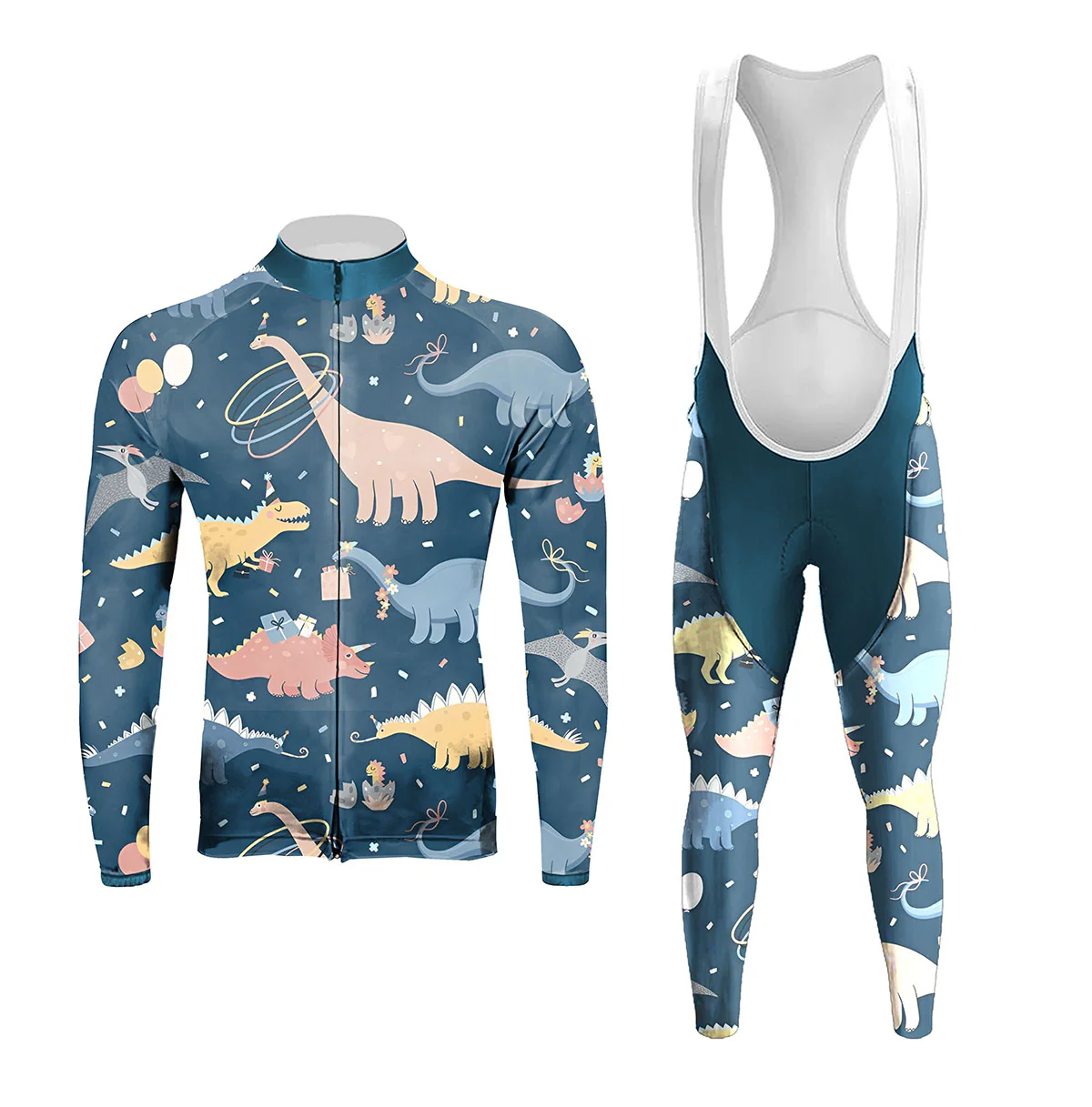 Dinosaur Pattern Men's Long Sleeve Cycling Kit