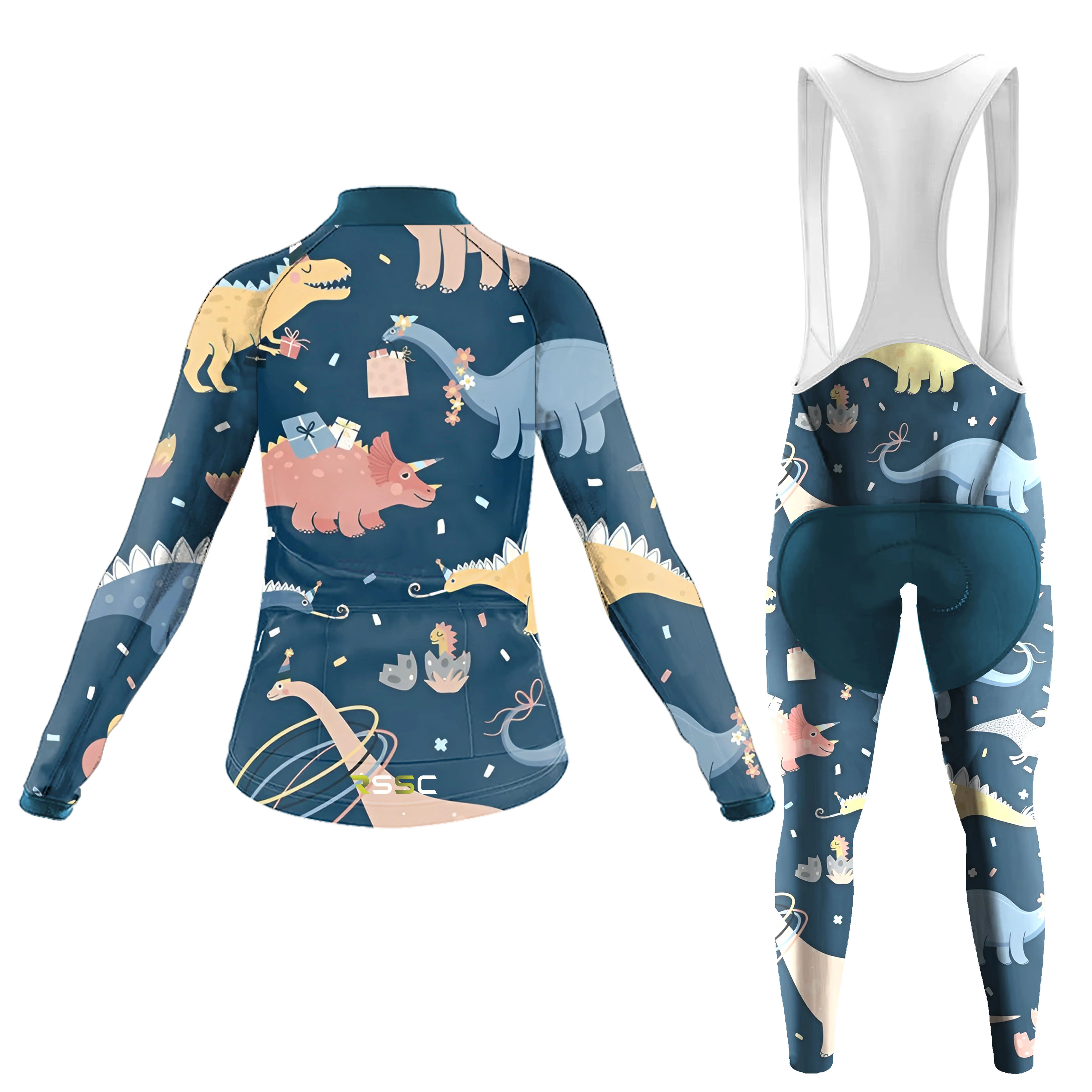 Dinosaur Pattern Women's Long Sleeve Cycling Kit - Image 2