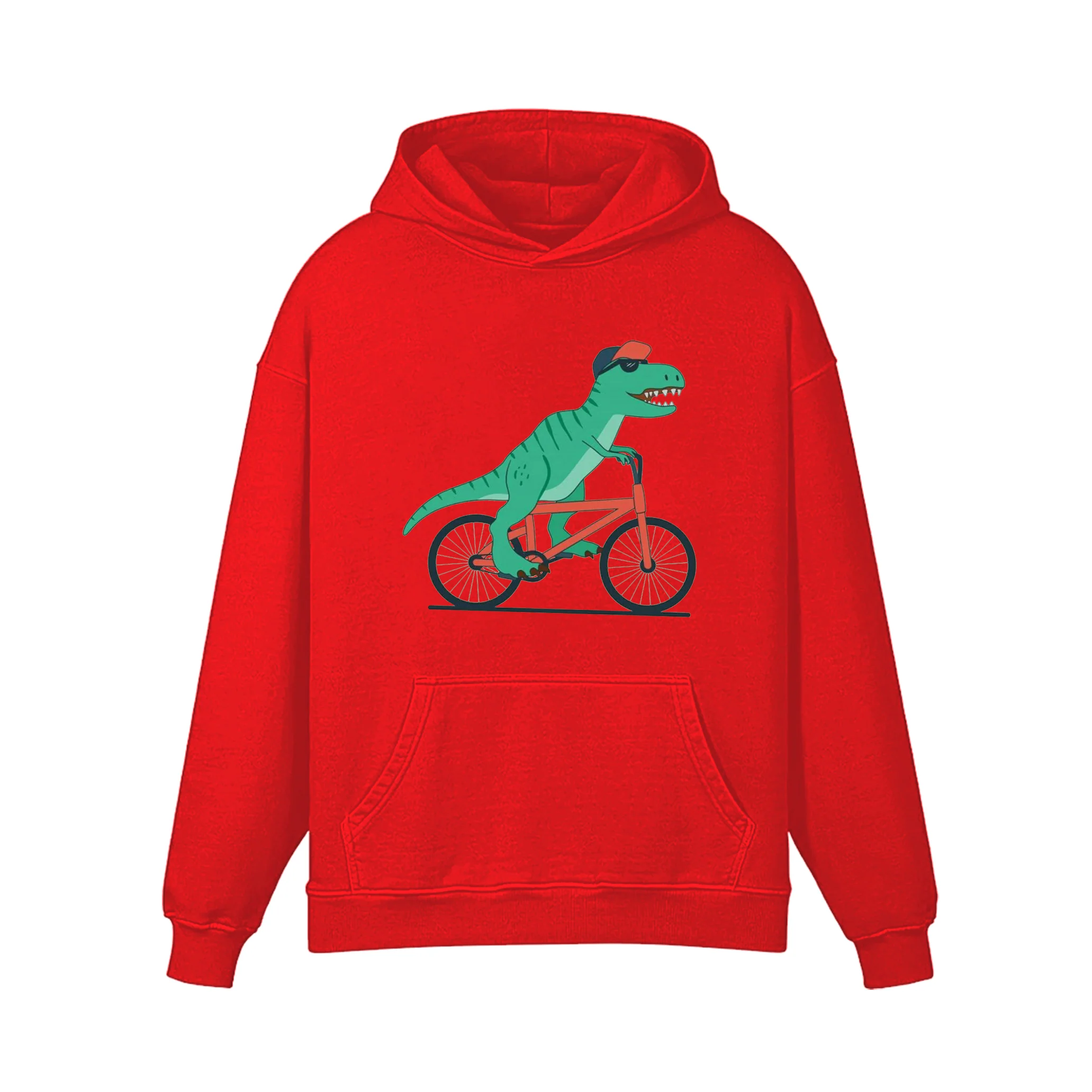 Dinosaur Riding A Bike Hoodie - Image 2