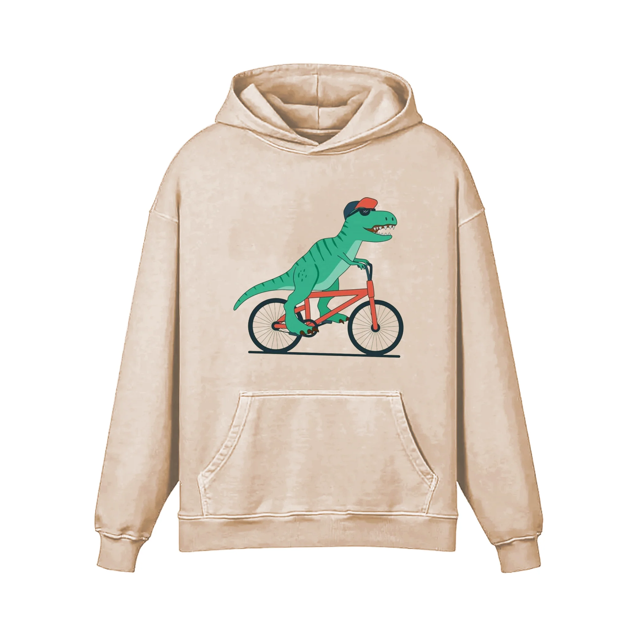 Dinosaur Riding A Bike Hoodie - Image 3