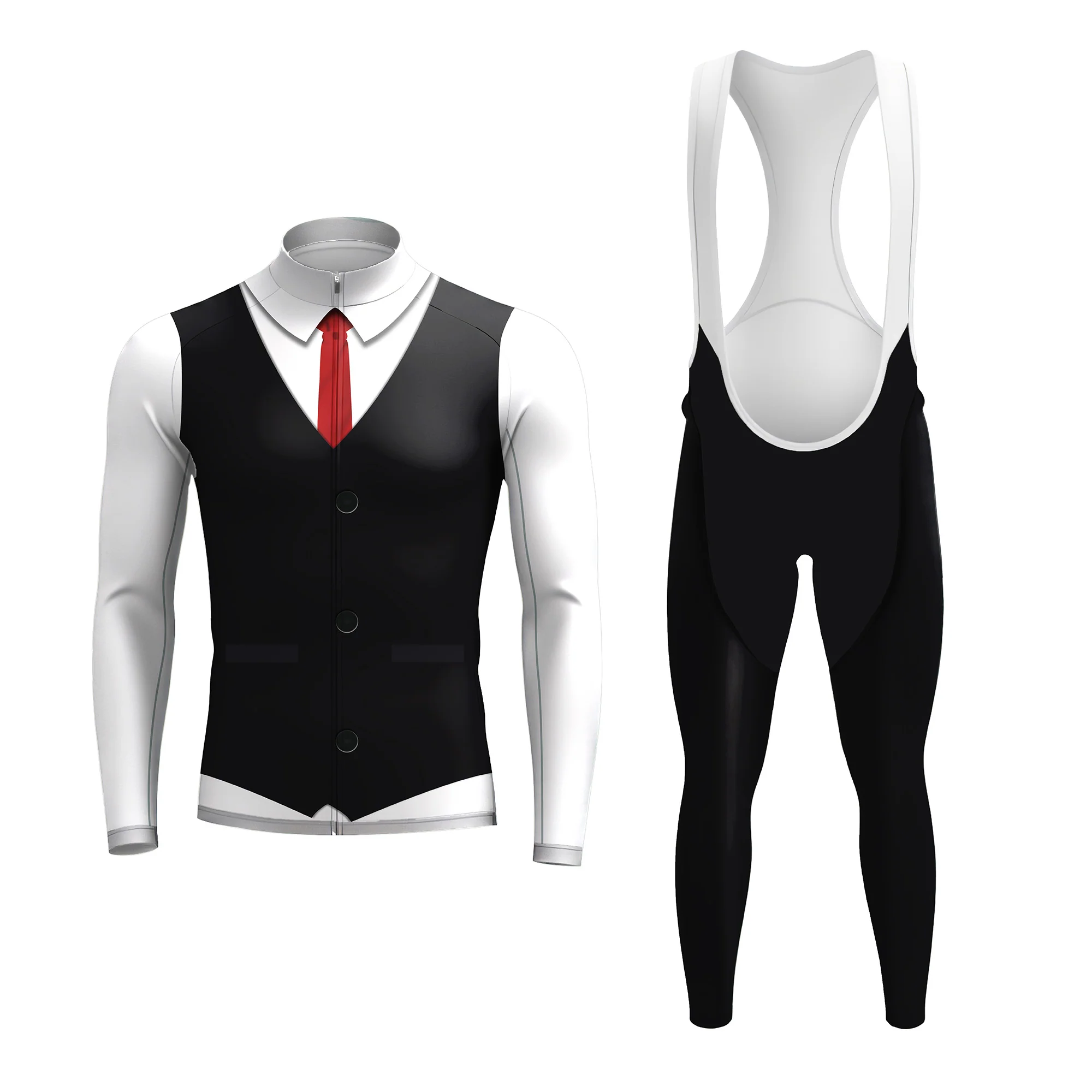 Elegant Thug Black Men's Long Sleeve Cycling Kit