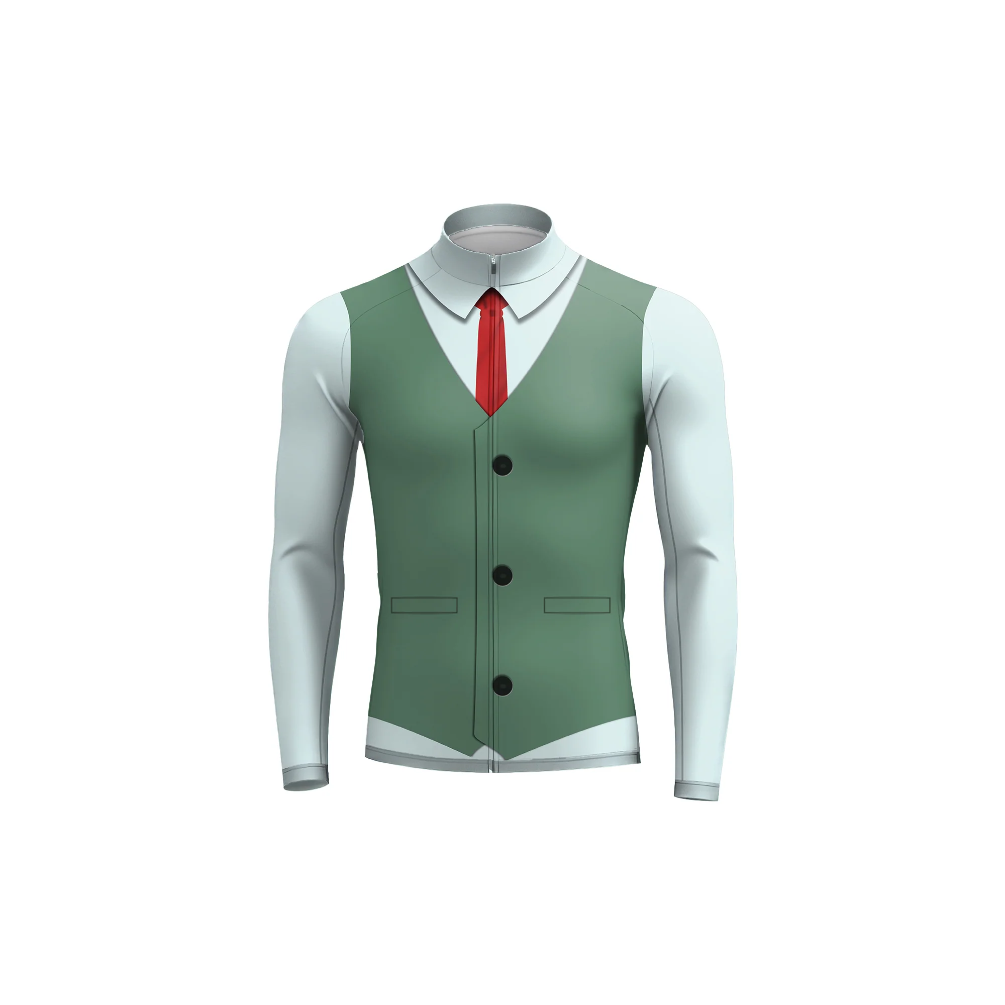 Elegant Thug Green Men's Long Sleeve Cycling Kit - Image 3