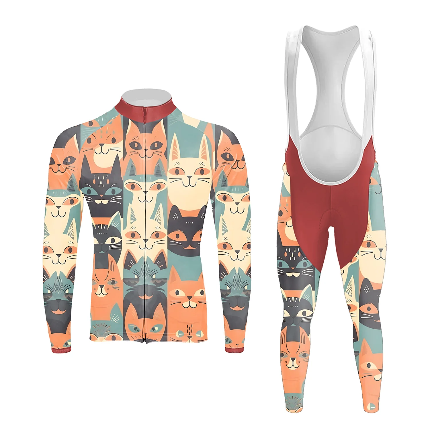 Emoticon Cat Men's Long Sleeve Cycling Kit