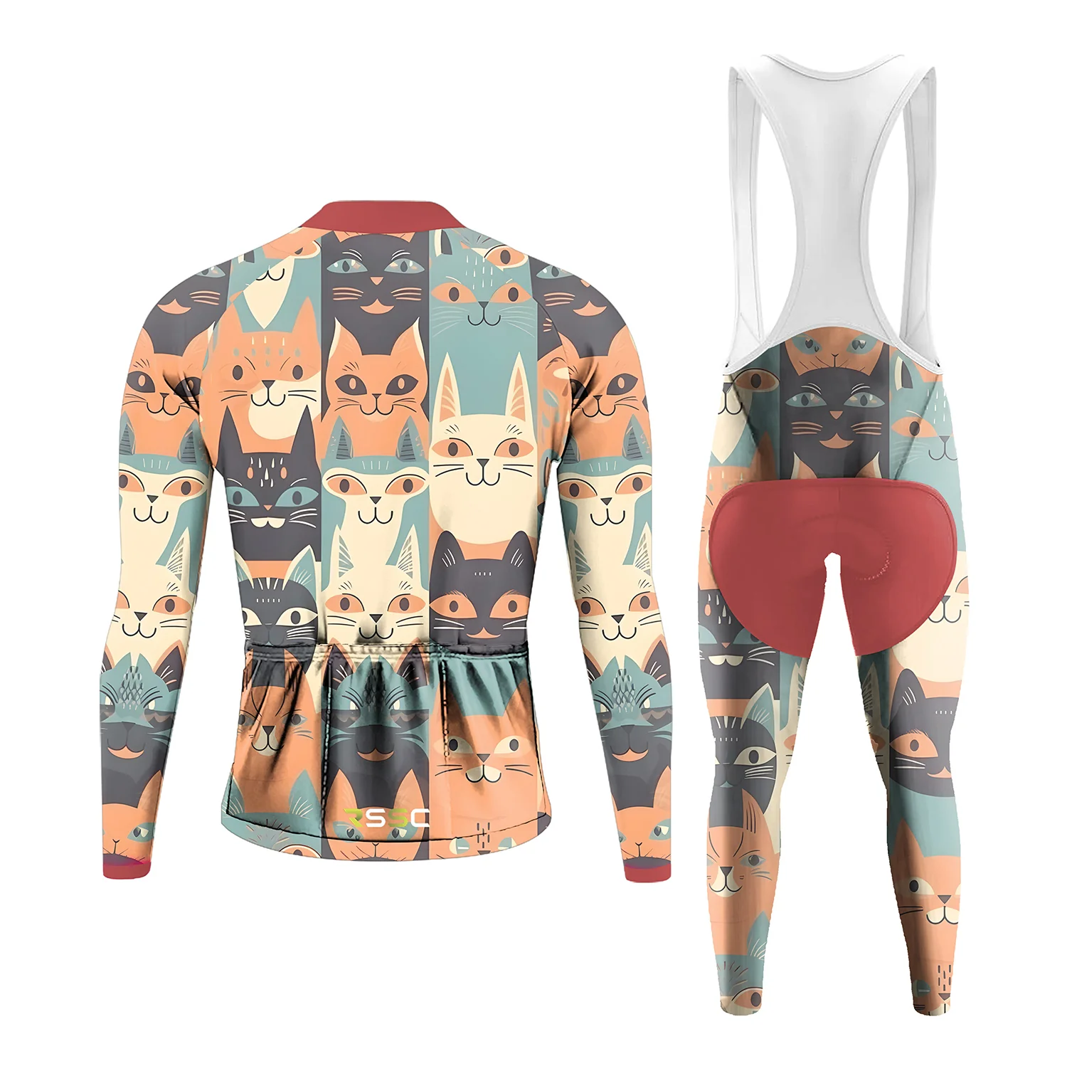 Emoticon Cat Men's Long Sleeve Cycling Kit - Image 2