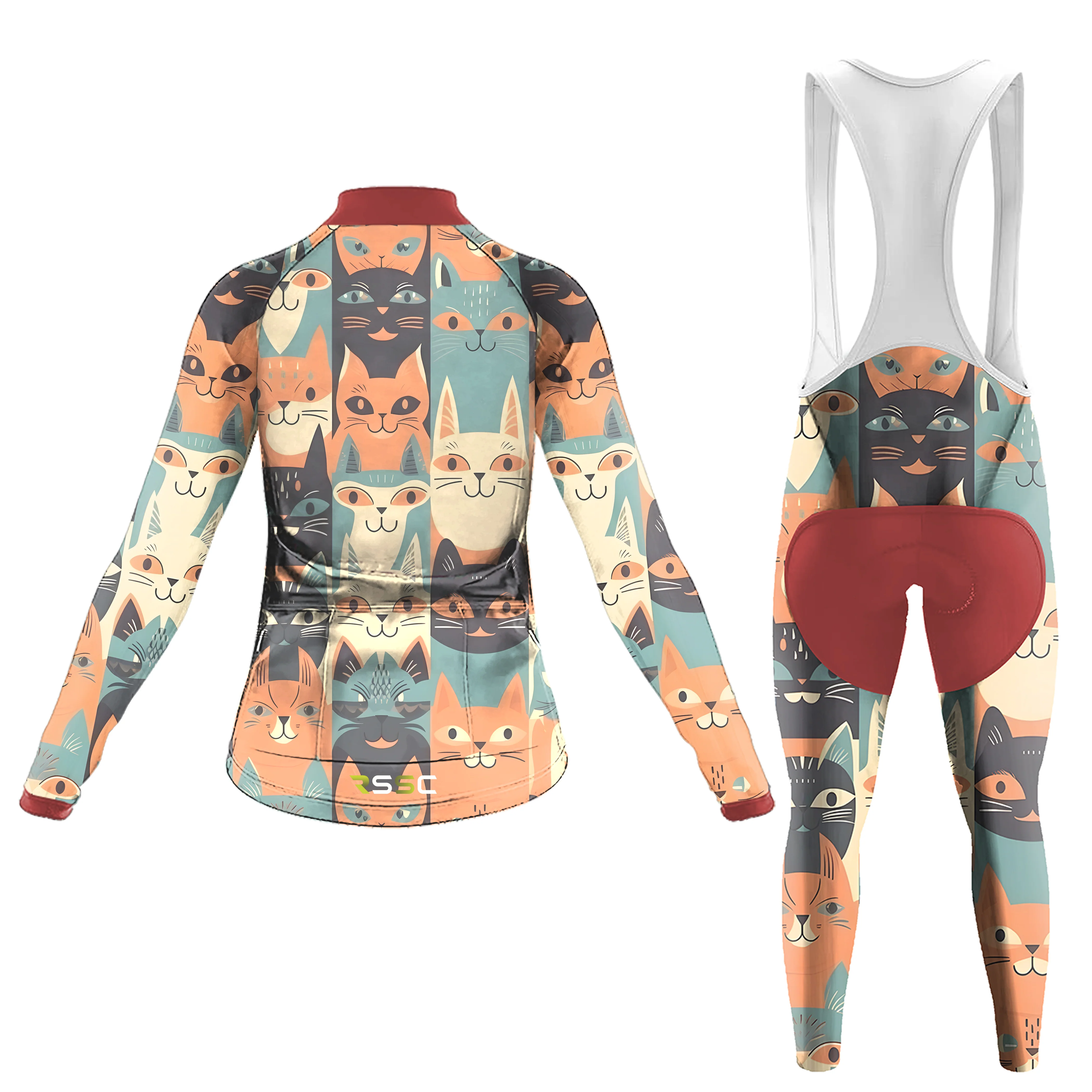 Emoticon Cat Women's Long Sleeve Cycling Kit - Image 2